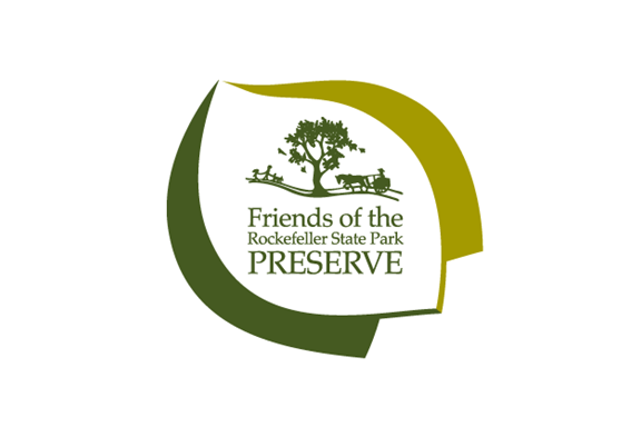 Logo for Friends of the Rockefeller State Park Preserve featuring a tree and a park bench.