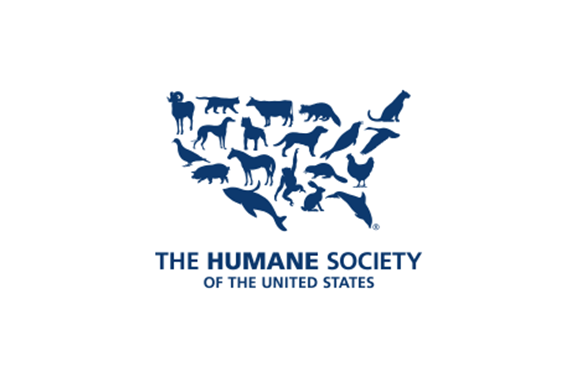 Silhouette of various animals forming the shape of the United States map, with the text 'The Humane Society of the United States' underneath.