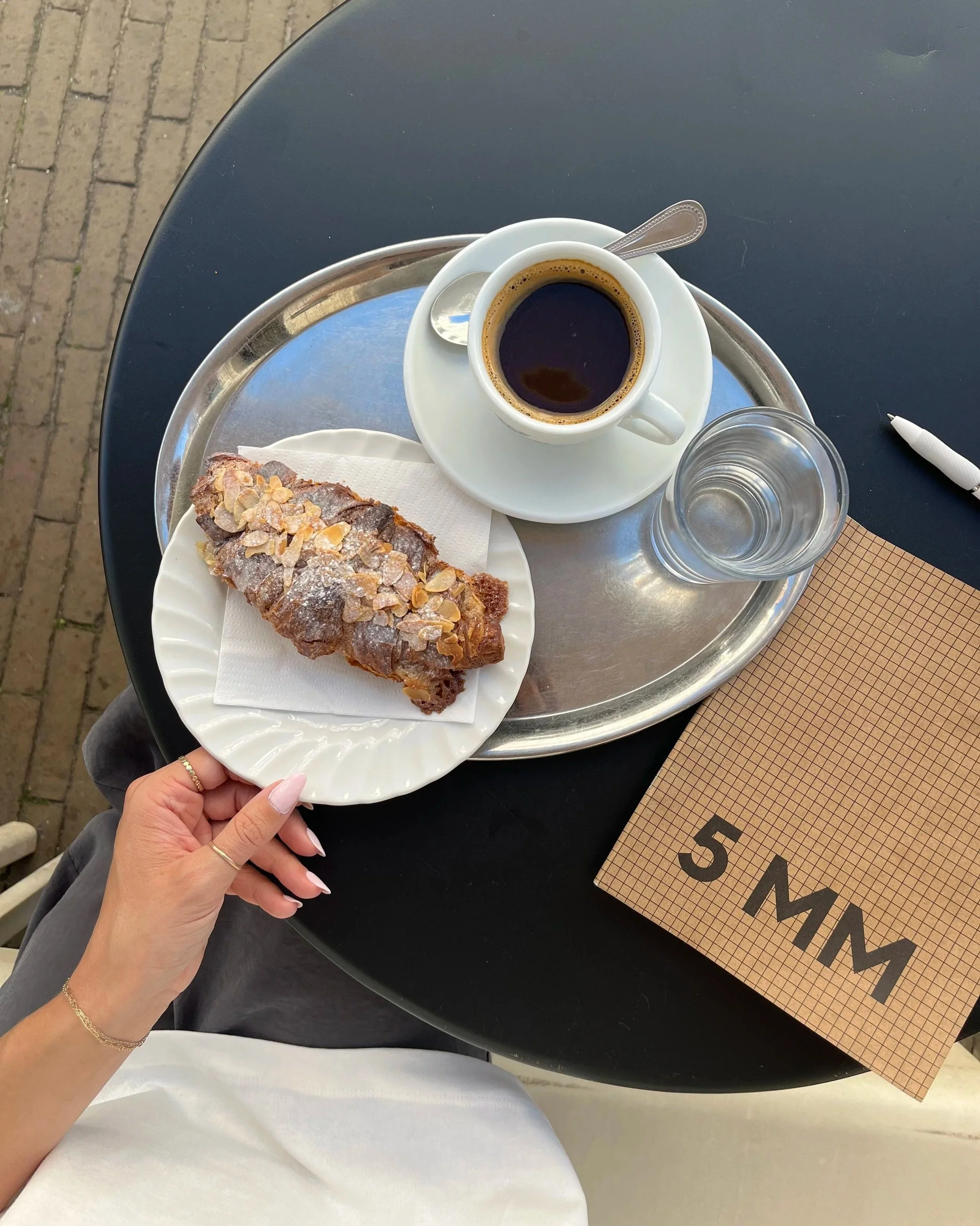 Americano and almond croissant 