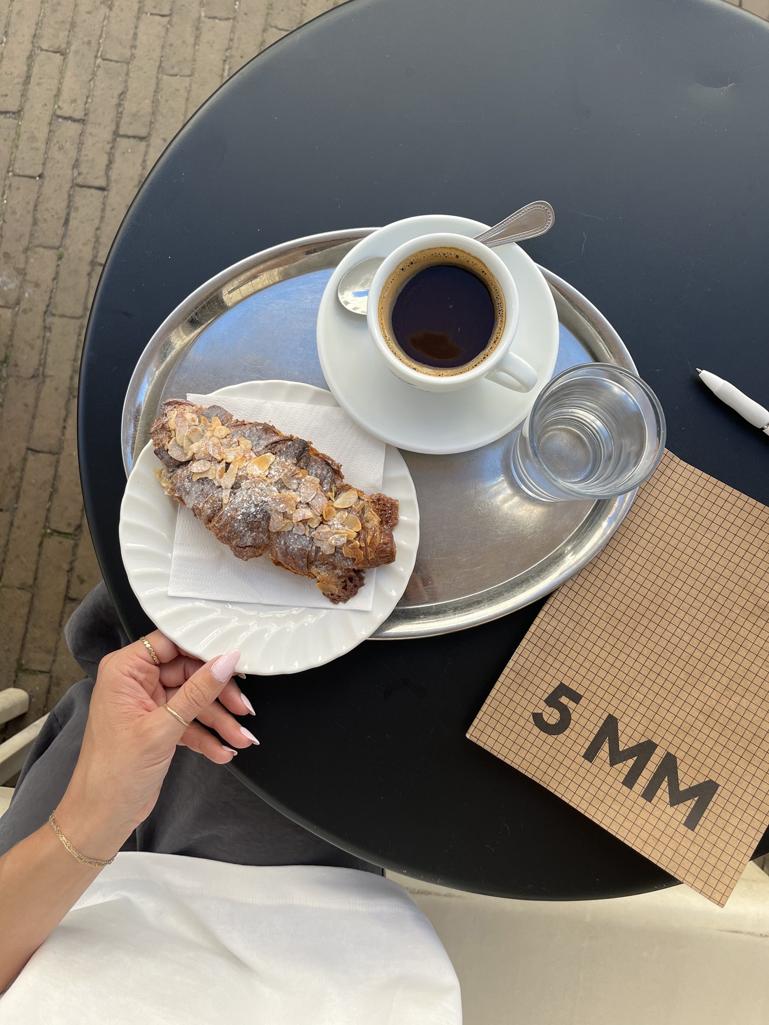 Americano and almond croissant