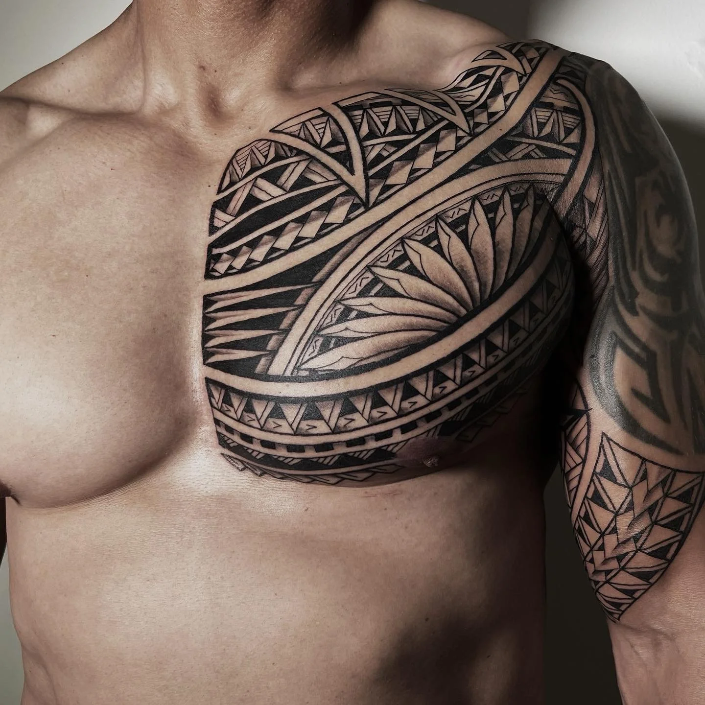 polynesian chest tattoo