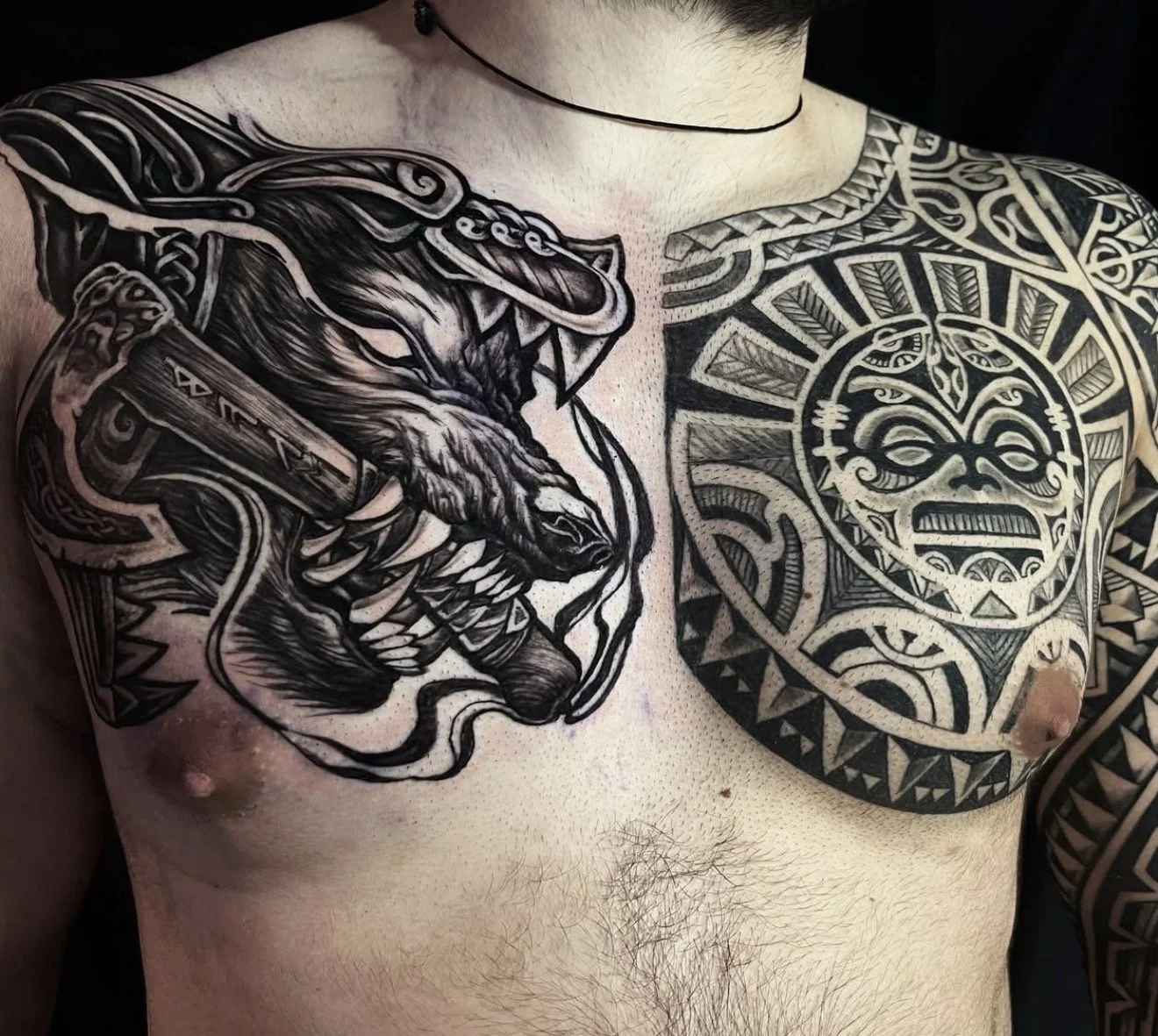 maori chest tattoo