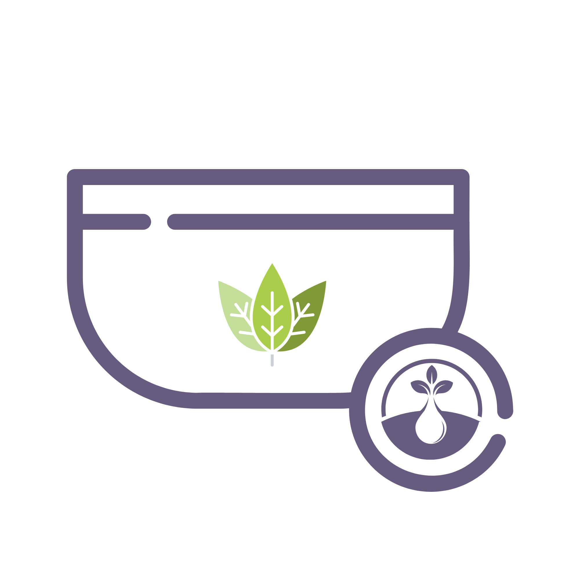 Illustration of a jar with a leaf logo and a seedling icon, indicating plant-based or natural product.