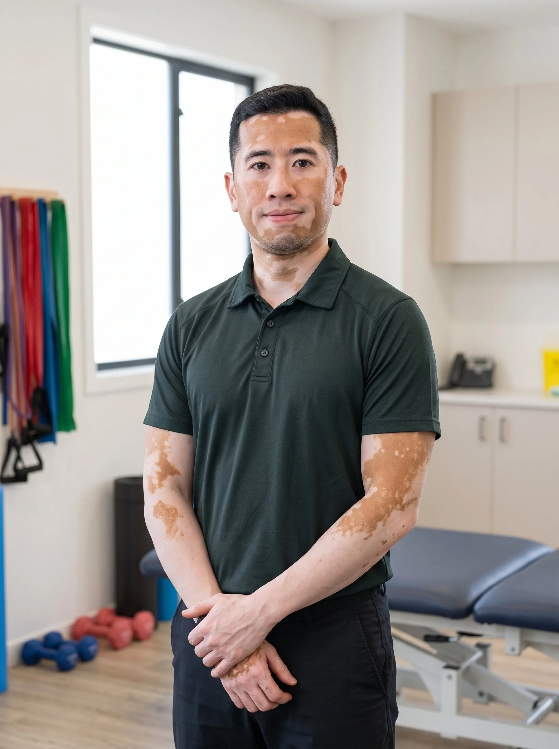 Kai Khairudin, physiotherapist at Obsidian Physiotherapy, in a treatment room