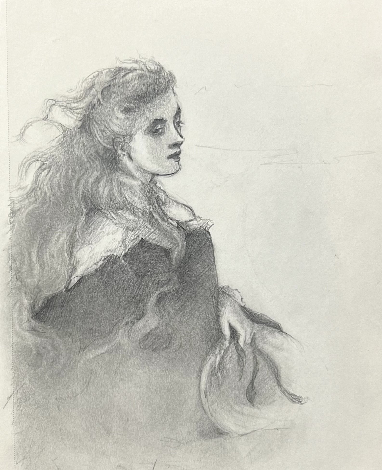 Master study of George Elgar Hicks painting "On the Seashore" - 8x5