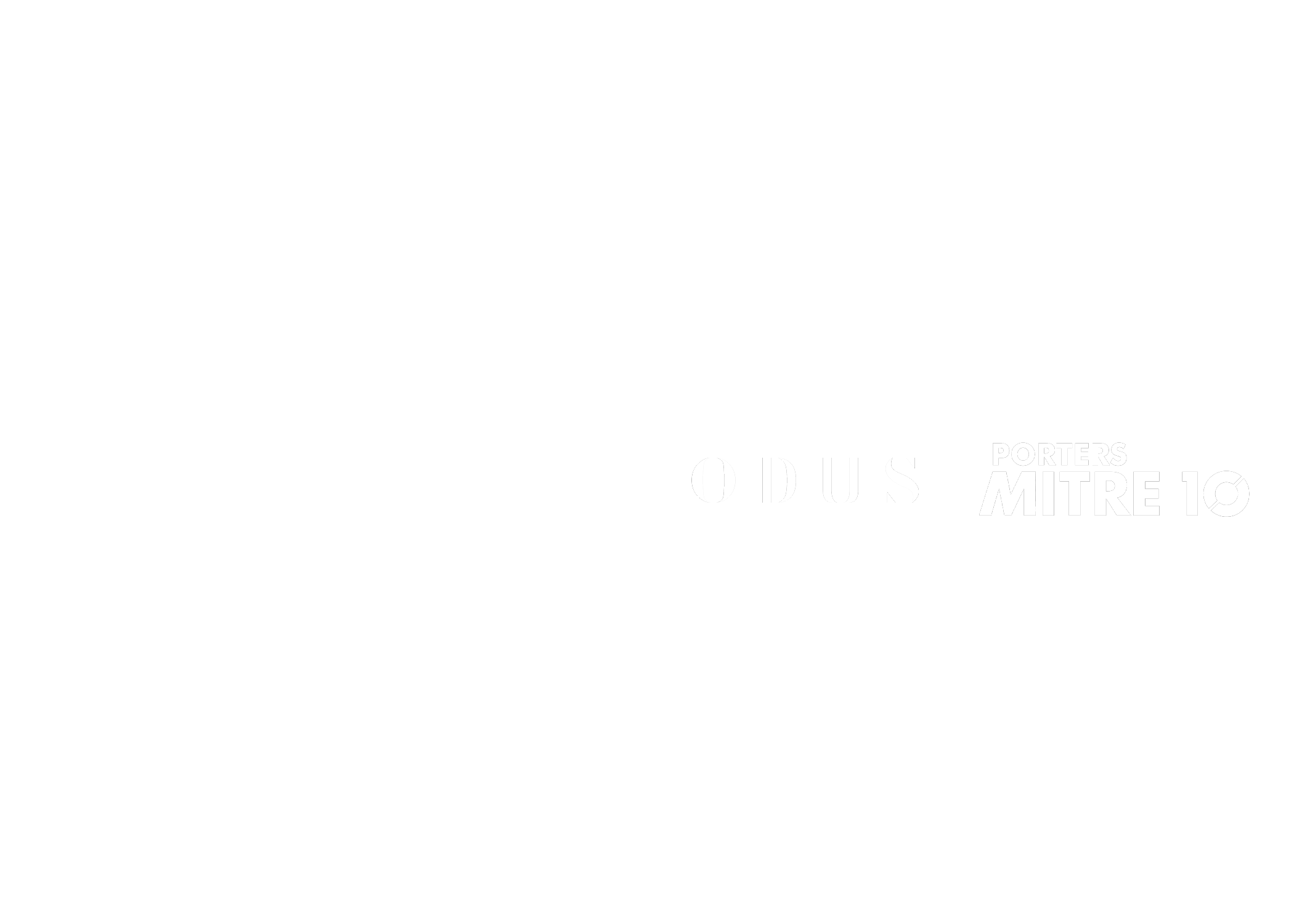 A black background with the logos of several whiskey brands arranged horizontally: LORE, JD Group, ODUS, PORTERS MITRE 10.
