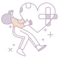 Illustration of a person on medication or supplements, sitting with a large pill and a medicine cross symbol in the background.