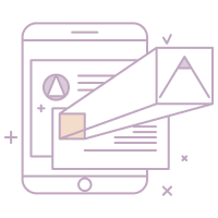 Digital illustration of a smartphone displaying graphs and charts related to data analysis or finance.