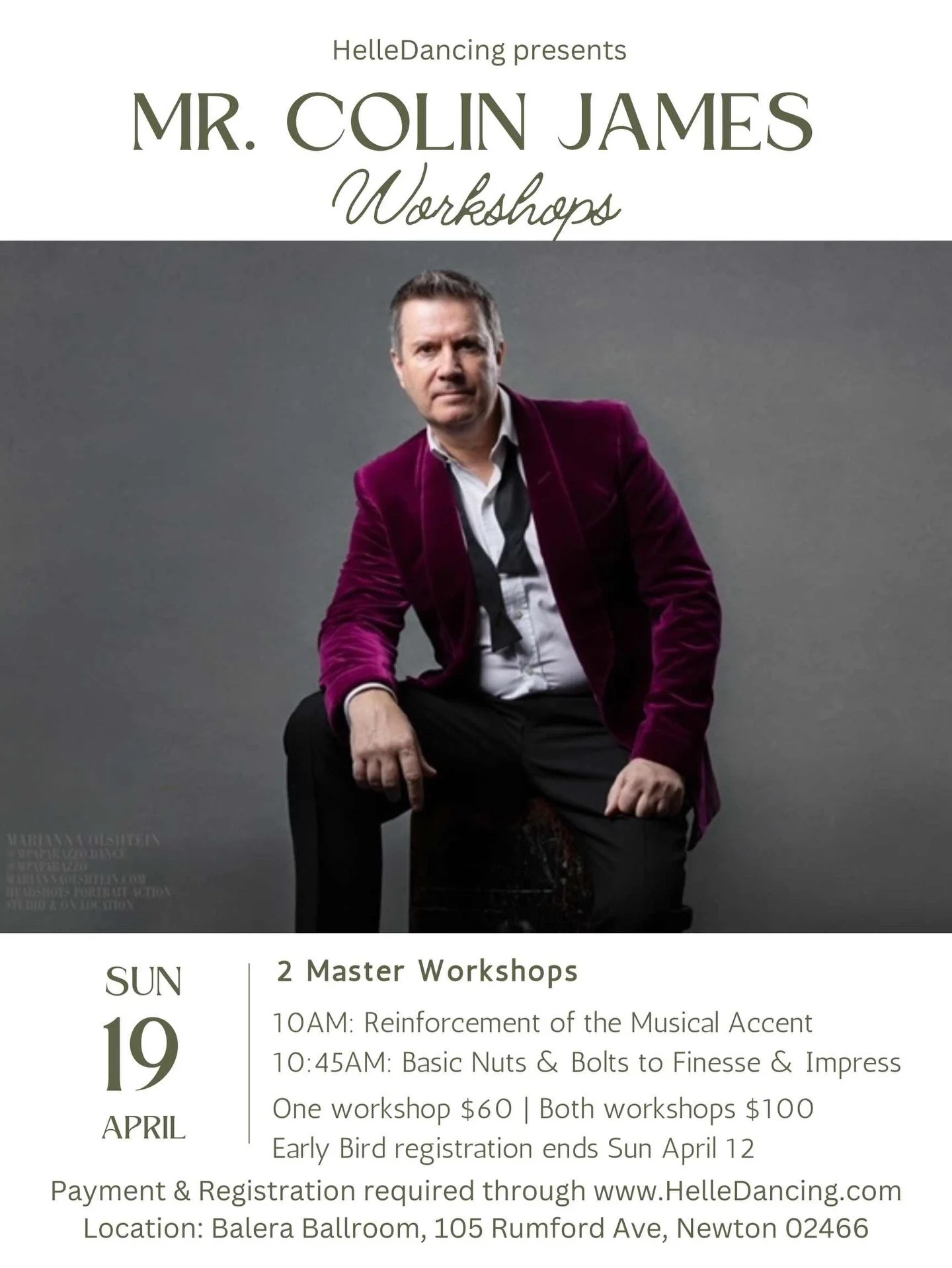📣📣📣 Attention please, Mr. Colin James is in the building! Clear your Sunday April 19 morning because you need to catch these 2 workshops 😮&zwj;💨😮&zwj;💨😮&zwj;💨 Registration is REQUIRED THRU MY WEBSITE helledancing.com ☑️💻⌨️ I can&rsquo;t wai
