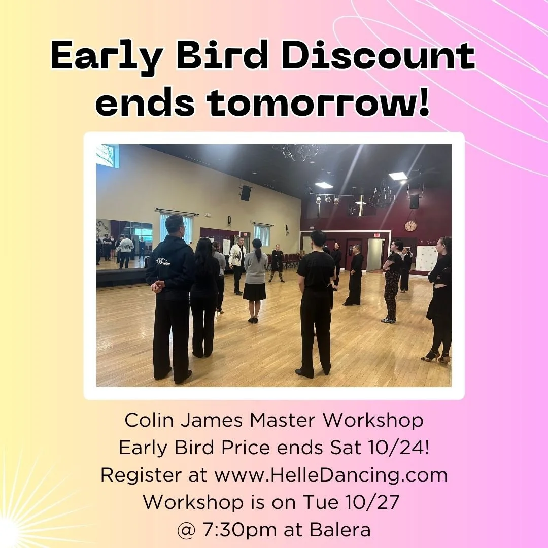 Early Bird: $50 per person. After Oct 24: $65 per person. Advance reservation required online! See you at Balera on Tuesday eve for Colin James&rsquo; workshop, &ldquo;Body, Mind, Movement&rdquo; 💪 #bostondance #ballroomdance #dancemasterclass #danc