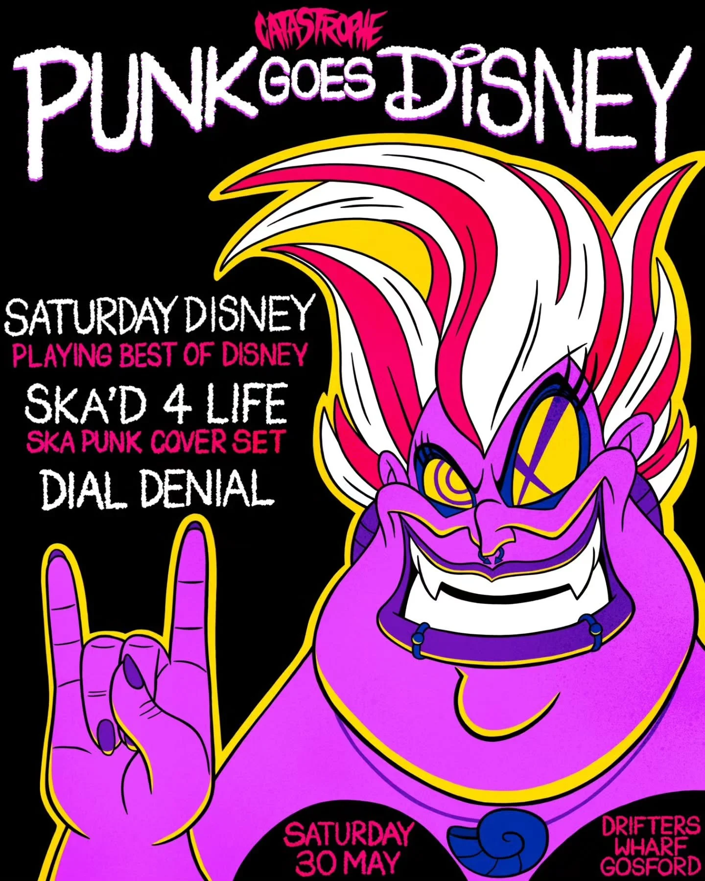 ​​🏰 PUNK GOES DISNEY ​​🏰
Punk and Metal versions of your favourite Disney songs played live at Drifters Wharf, Gosford!

🌟 Best of Disney covered by Saturday Disney ft. @ruffiansaus
Playing tracks from Aladdin, The Lion King, The Little Mermaid, F