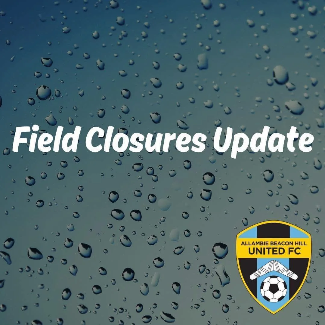 Many grass fields remain closed today. ☔️🌧️🌈

Please check dribl for updates to games as a number of today&rsquo;s games may have been moved, some rescheduled to mid week with the remaining being washed out! 🫣