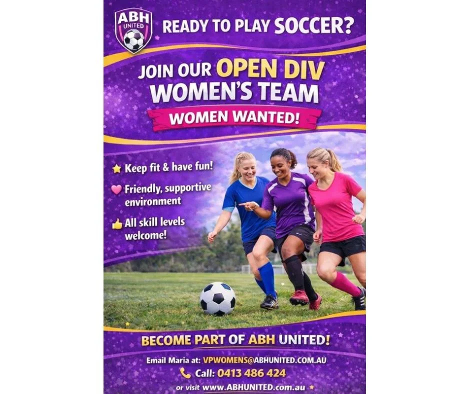 Looking to play soccer and meet new friends? We&rsquo;re currently forming a new team and have a few spots available &mdash; come join the fun!

Contact Maria 0413486424 for more information. 

#PlayUNITED 💜🖤