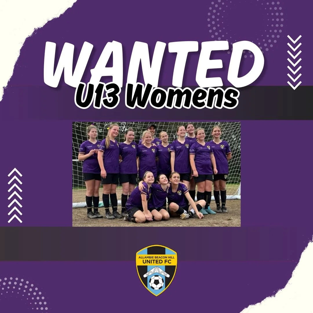 ⚽Have you got a 13 year old daughter (or one turning 13 in 2026) who is interested in playing soccer this season?⚽

Come join our trail and meet the team this Sunday.
Date: Sunday 8 February
Time: 11am - 12 Noon (please arrive 20 minutes prior)
Locat