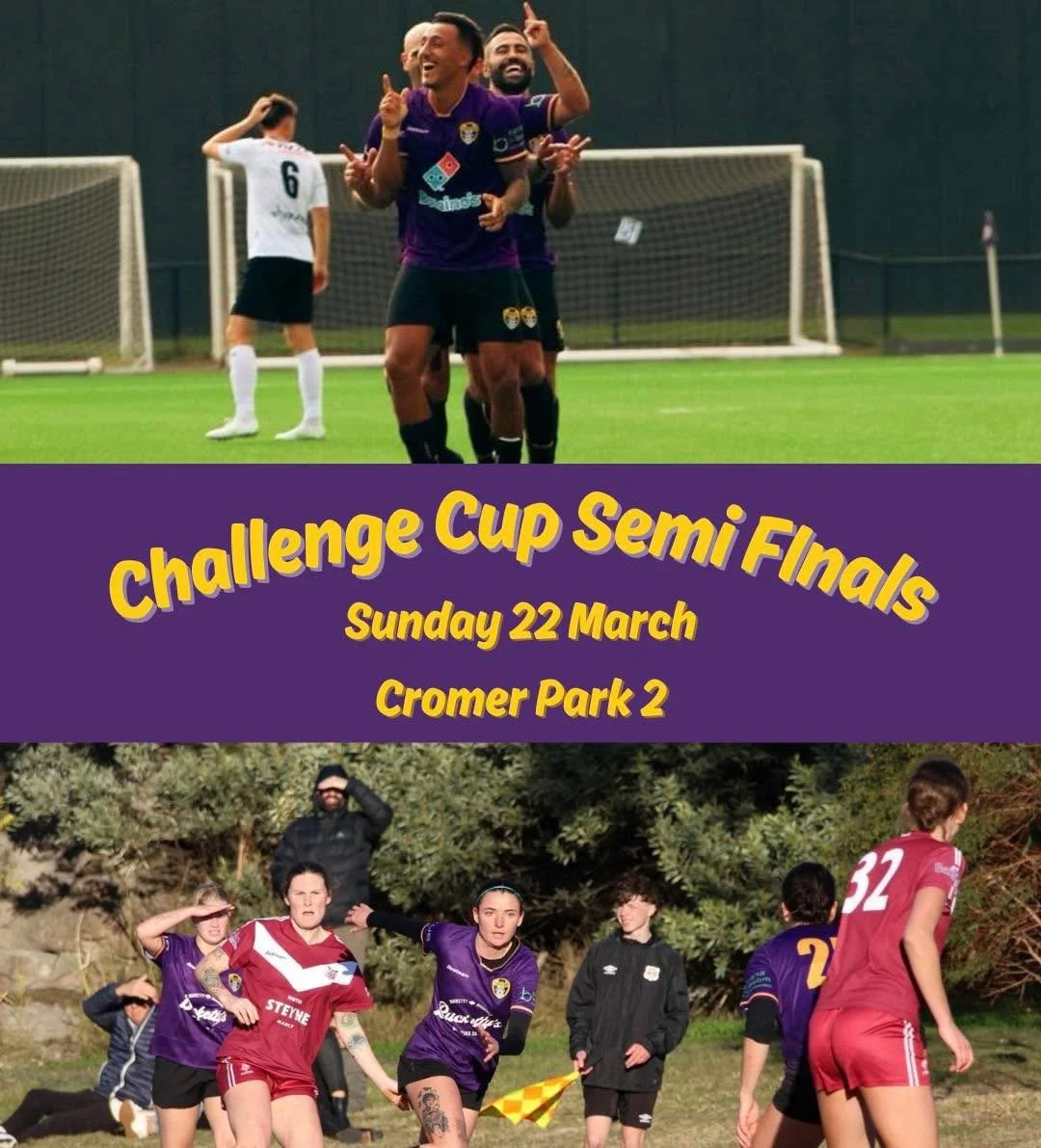 What a weekend for ABH United! ⚽🔥
Our PL and our WPL teams have both progressed through to the Challenge Cup semi finals this weekend. 
Our WPL team will kick things off playing at 9:00am. Then our MPL team takes the field at 11:00am.
Come down and 