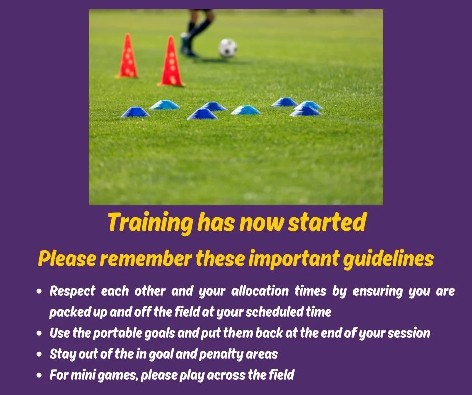 Field allocations for training are always tricky. We thank everyone for their patience and hope your training sessions have kicked off successfully this week!

A few guidelines for your sessions:
⚽Always check the field status if it's been raining to
