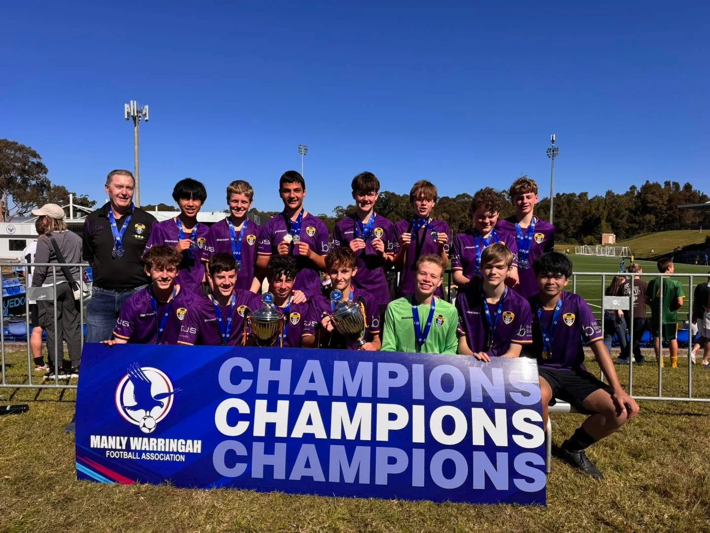 🏆 15/3A GRAND FINAL WINNERS! 🏆

Our 15/3A&rsquo;s are not only Champions &mdash; they are Grand Final Winners! 🏆💜

A fantastic 3&ndash;2 victory over Wakehurst to cap off an incredible season!

⚽ Goals:
Hunter x1
Ben x2

Amazing effort boys! What