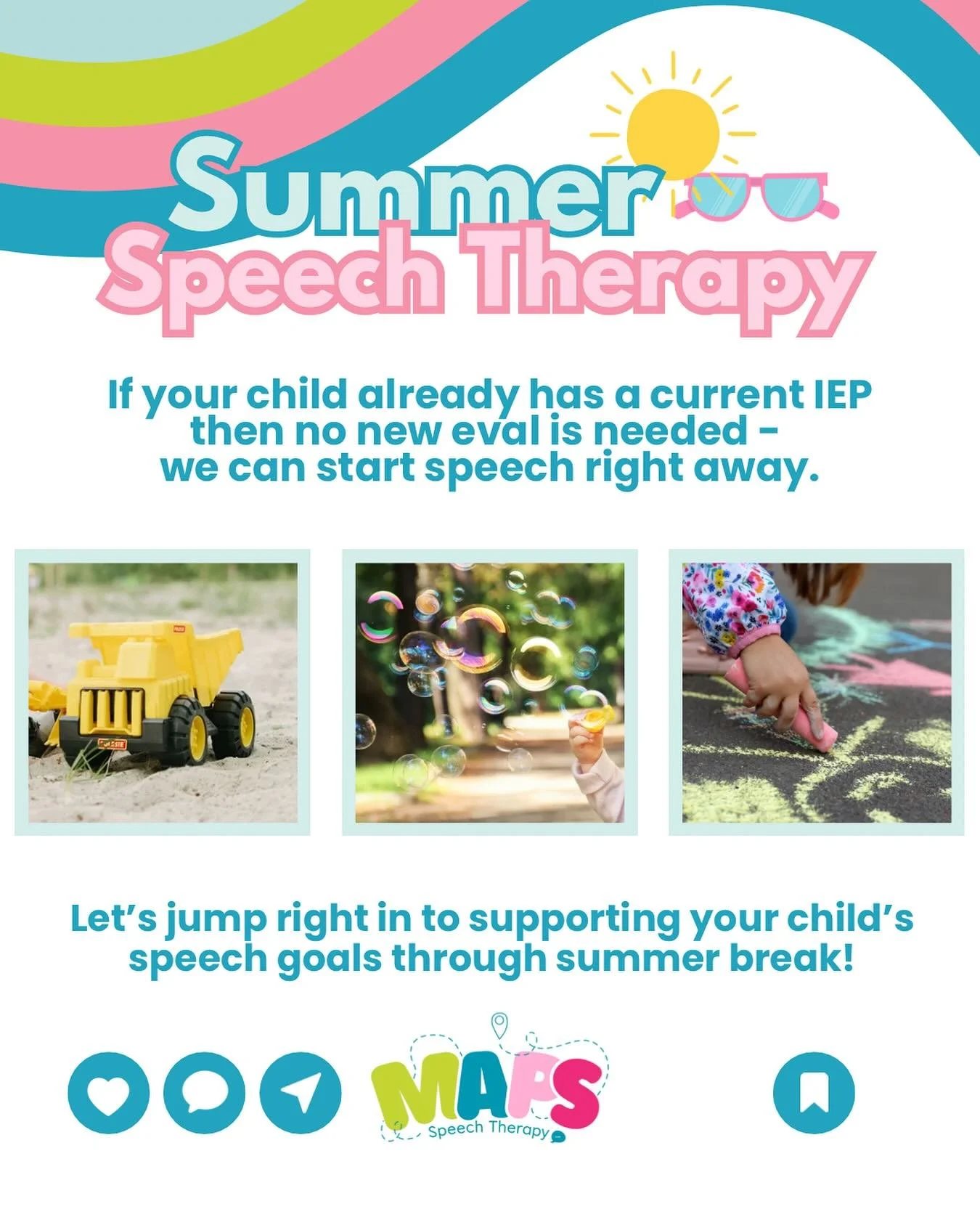 ☀️ Virtual family-centered speech therapy sessions this summer 💻 💬

Private pay | 📍 Telehealth from the comfort of home | 🗺️ Family-supported sessions.

✅ No new eval needed with a current IEP

🔗 Link in bio to get started!