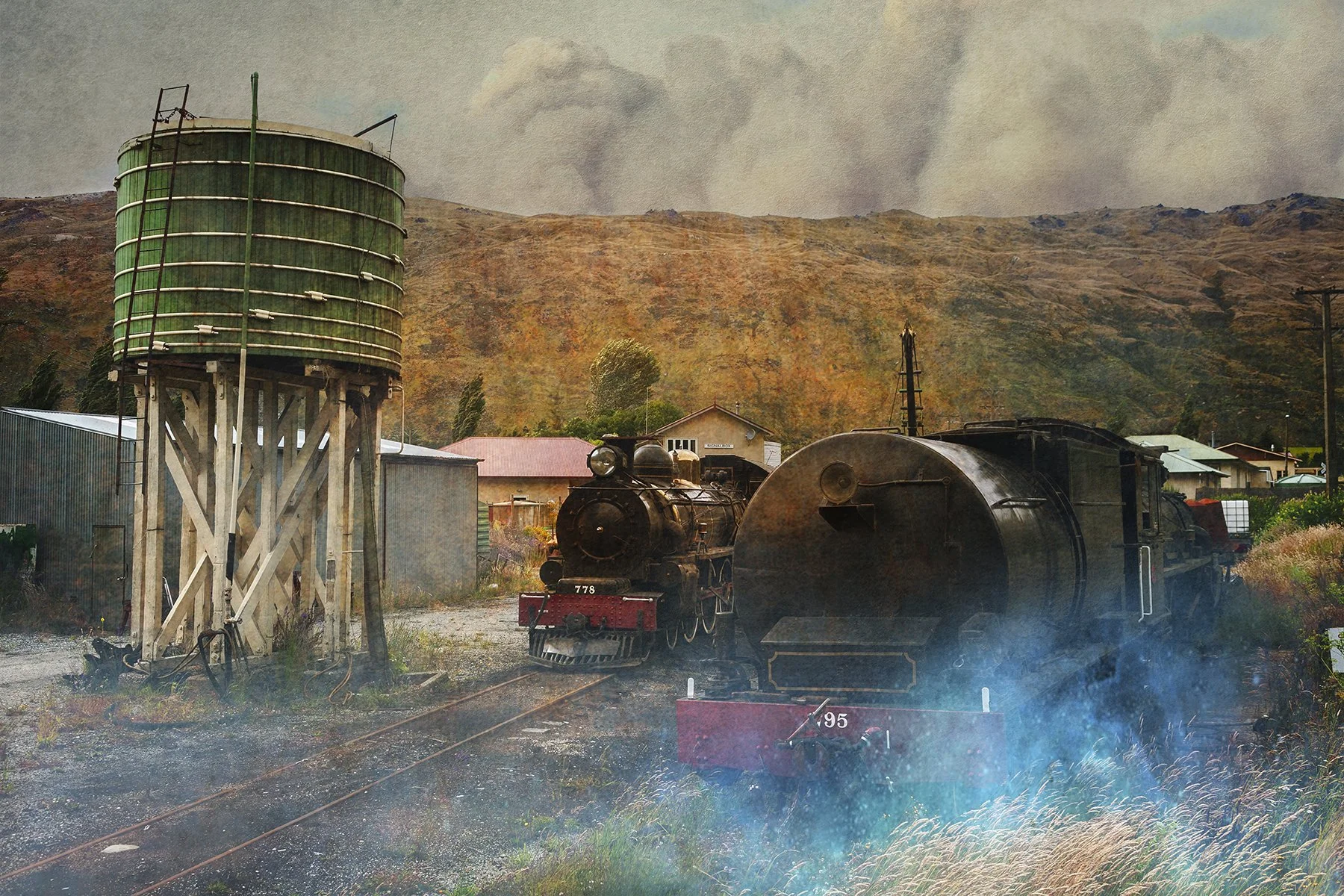Historic Kingston Flyer steam train locomotive in Kingston Otago New Zealand.