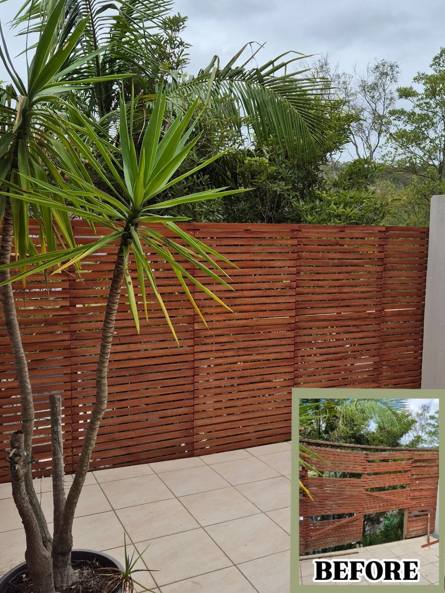 This privacy screen had not stood the test of time. The entire frame had rotten and sagged and needed a full replacement using @latticemakers panels.

↘️ Look at the condition this was in when when we began

📞 Contact us today for an obligation free