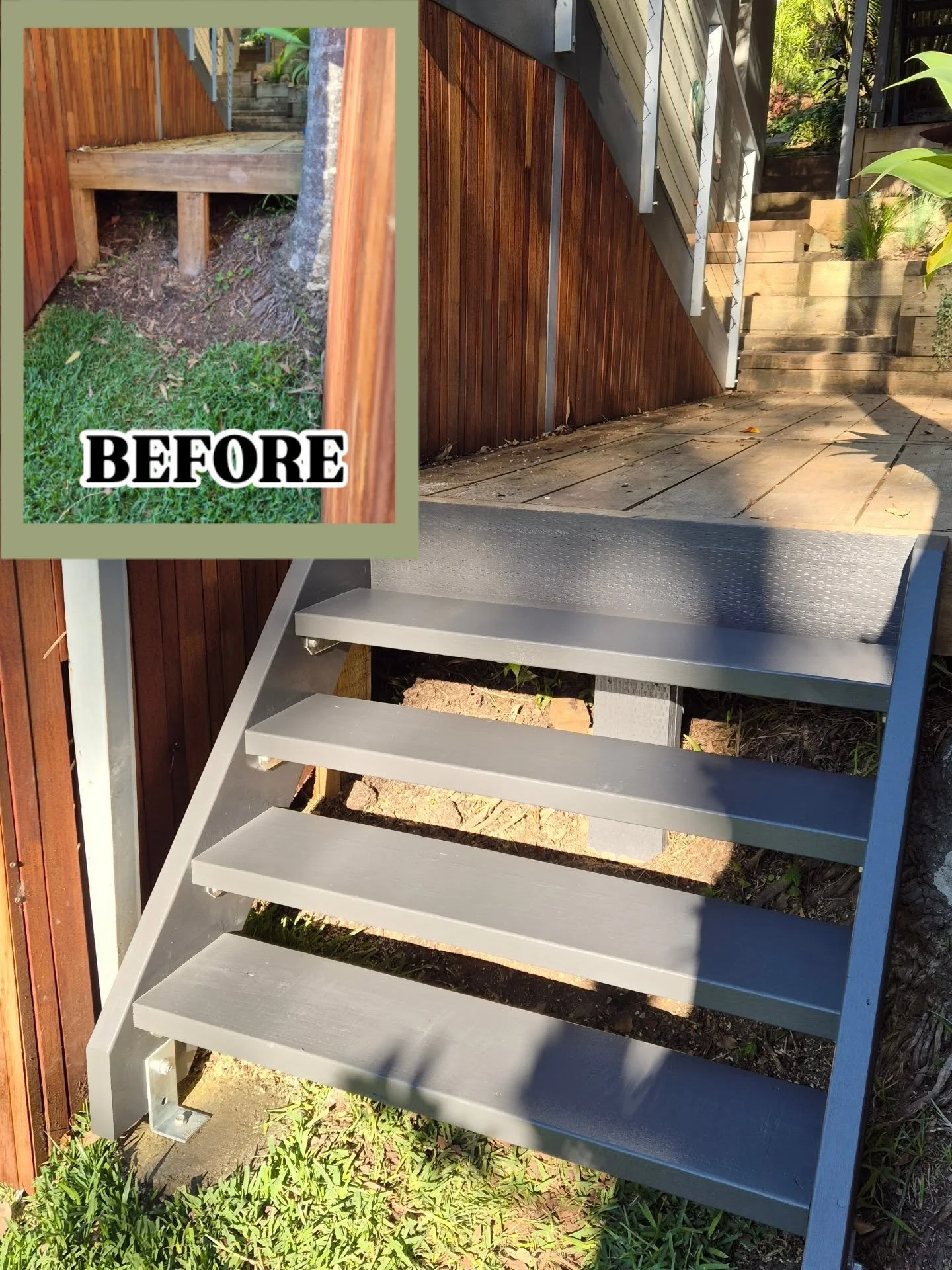 Our client needed a new access point added around the side of their house in #avalonbeach . Working within the confines of the space we have added this little staircase.

↖️ Look at the drop that they were contending with before we began

📞 Contact 
