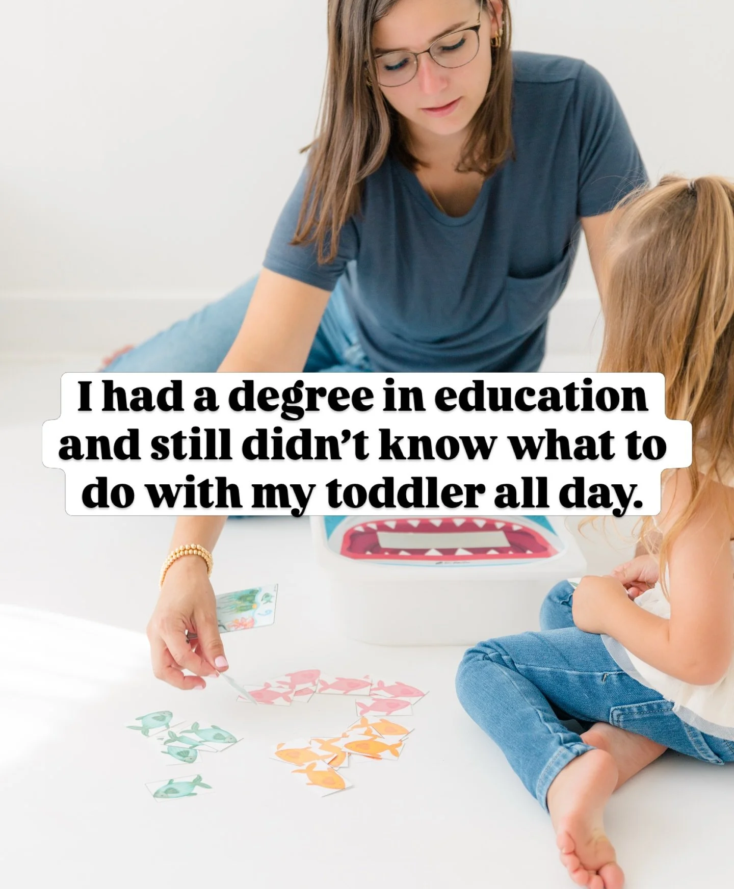 I had a degree in education
and still didn&rsquo;t know what to do with my toddler all day.

I went from a structured classroom
to completely open days at home
and somehow that felt harder.

I remember thinking,
what are we even supposed to be doing 