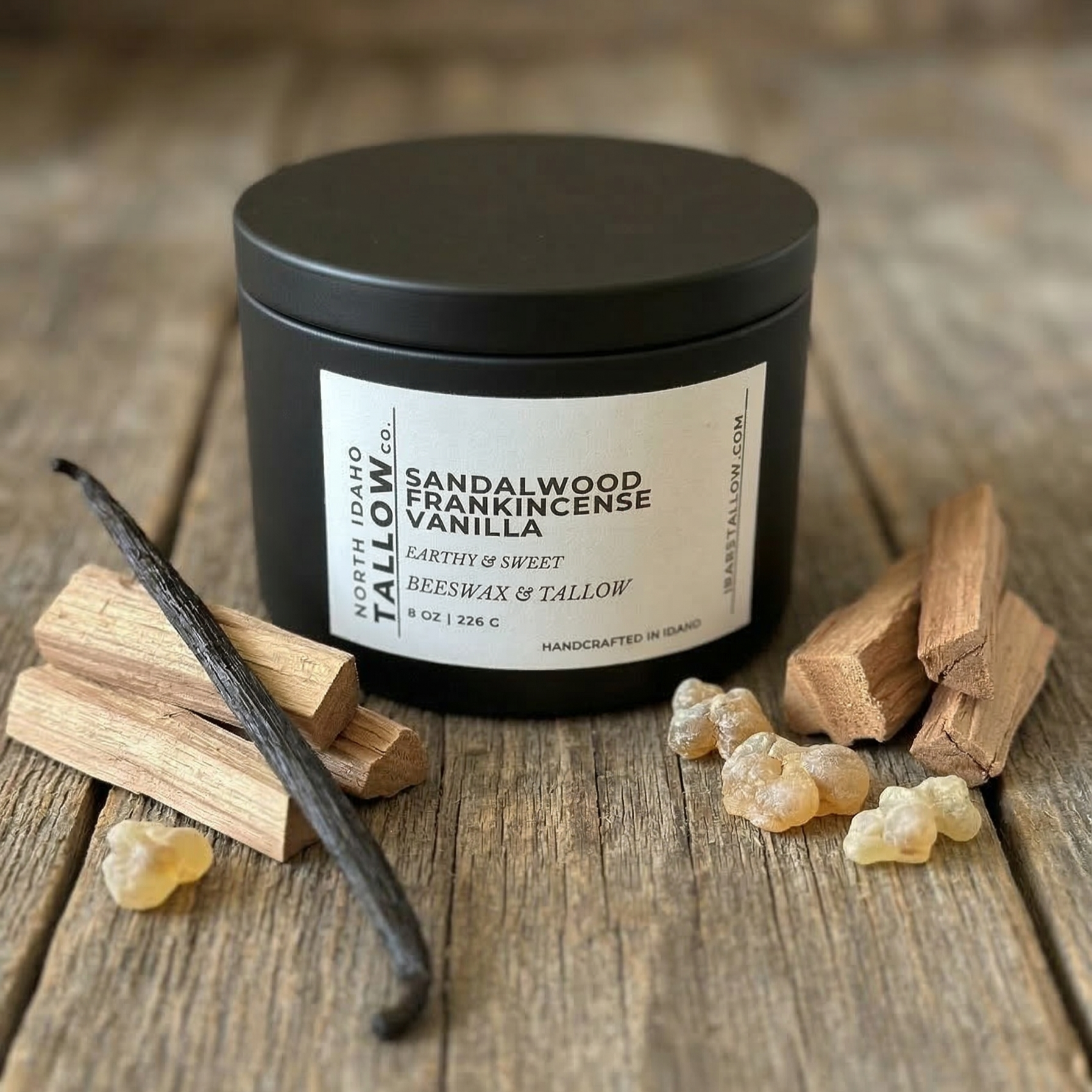 Sandalwood Frankincense Vanilla Tallow Beeswax Candle