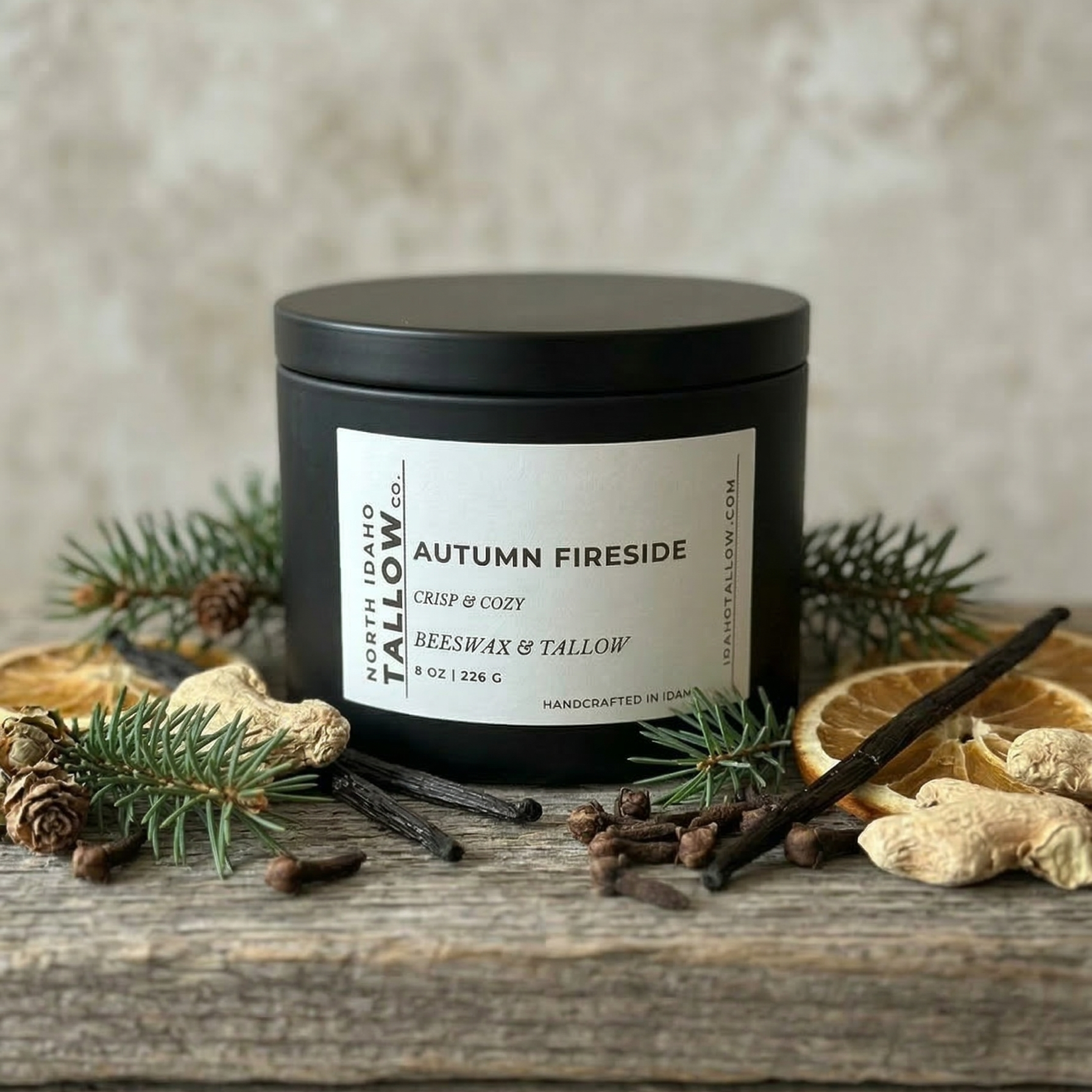 SALE - Autumn Fireside Tallow Beeswax Candle