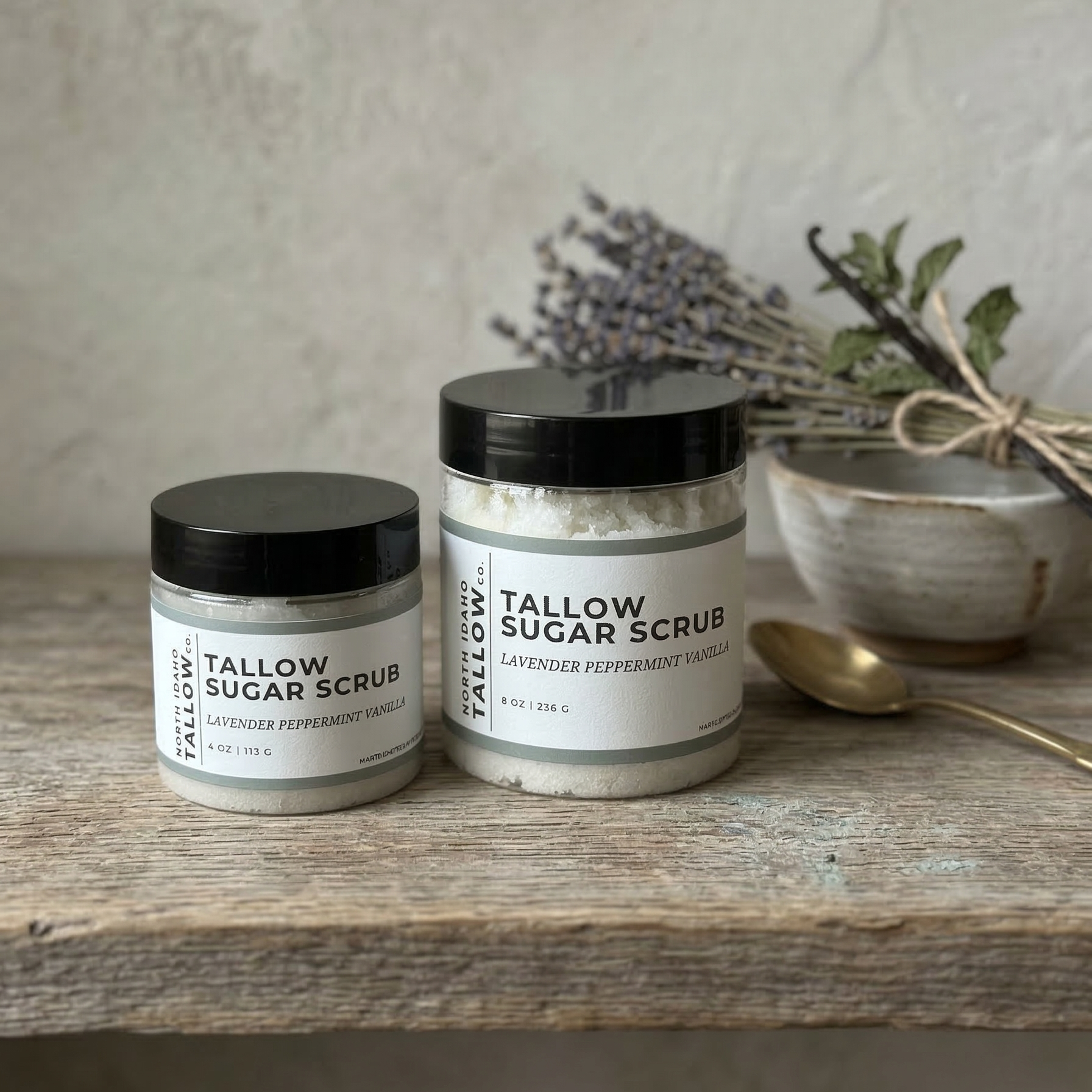 Lavender Peppermint Vanilla Tallow Sugar Scrub