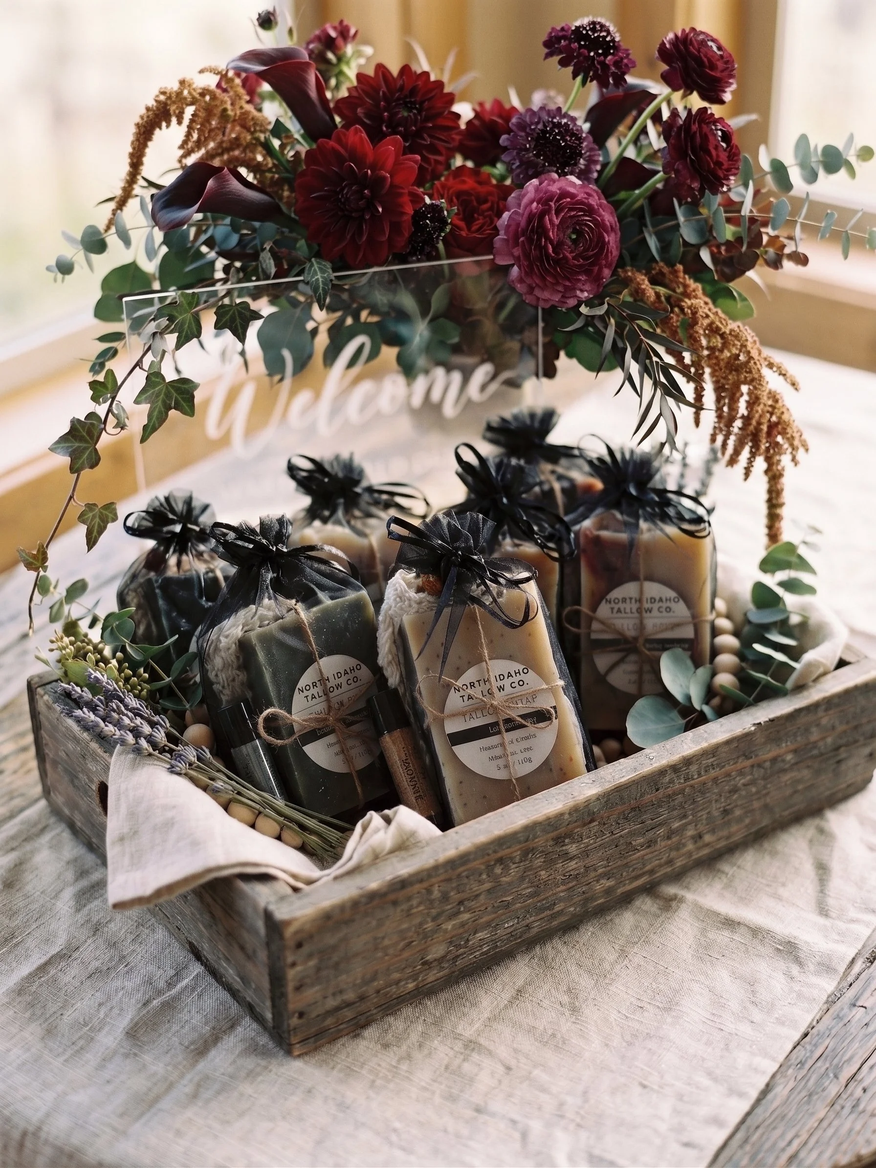 gift bags in a basket