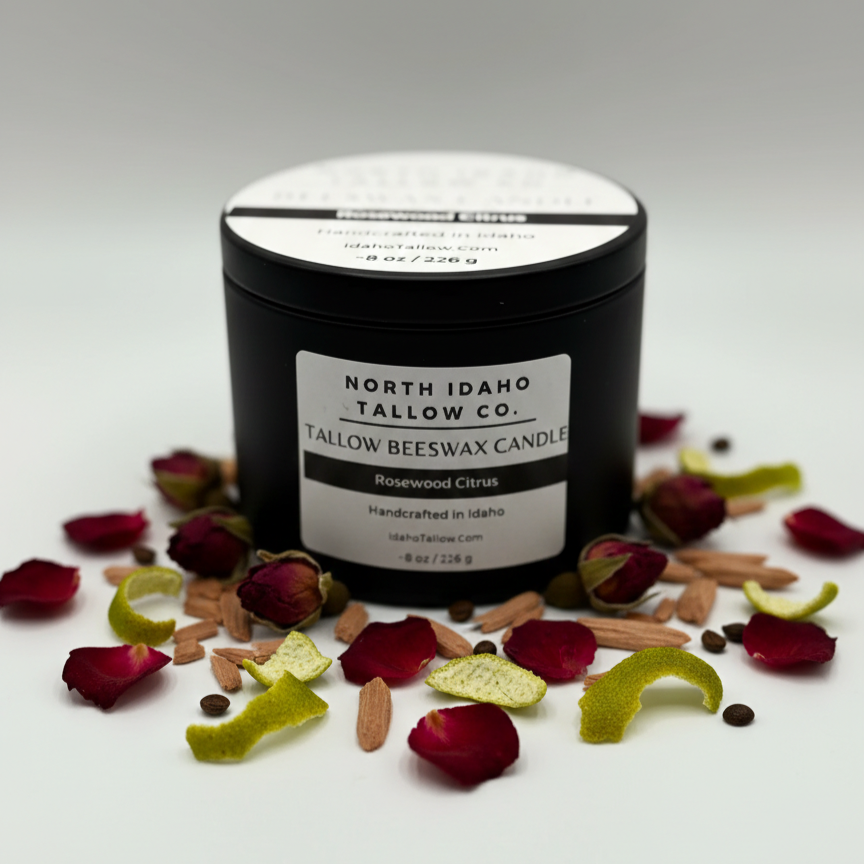 *Limited Release* Rosewood Citrus Tallow Beeswax Candle
