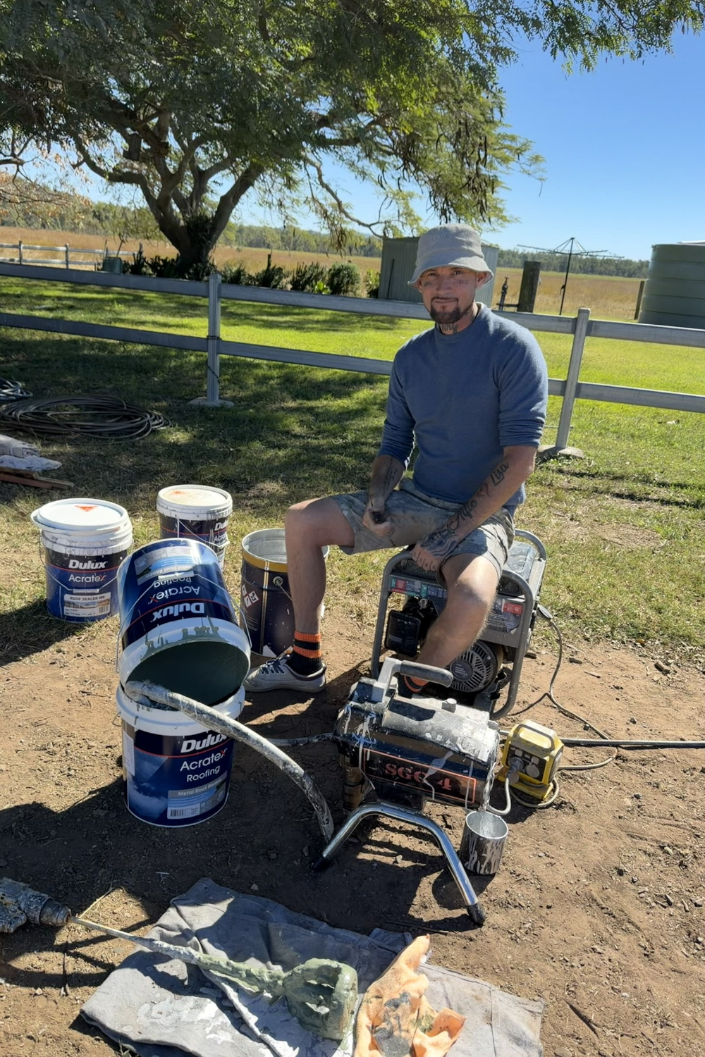 Alfie Hendry of Hendry’s Restorations getting ready to paint a roof in Blackwater.