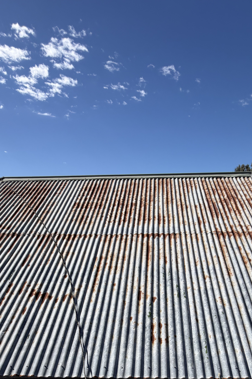 A rusty metal roof in Taroom prior to painting.