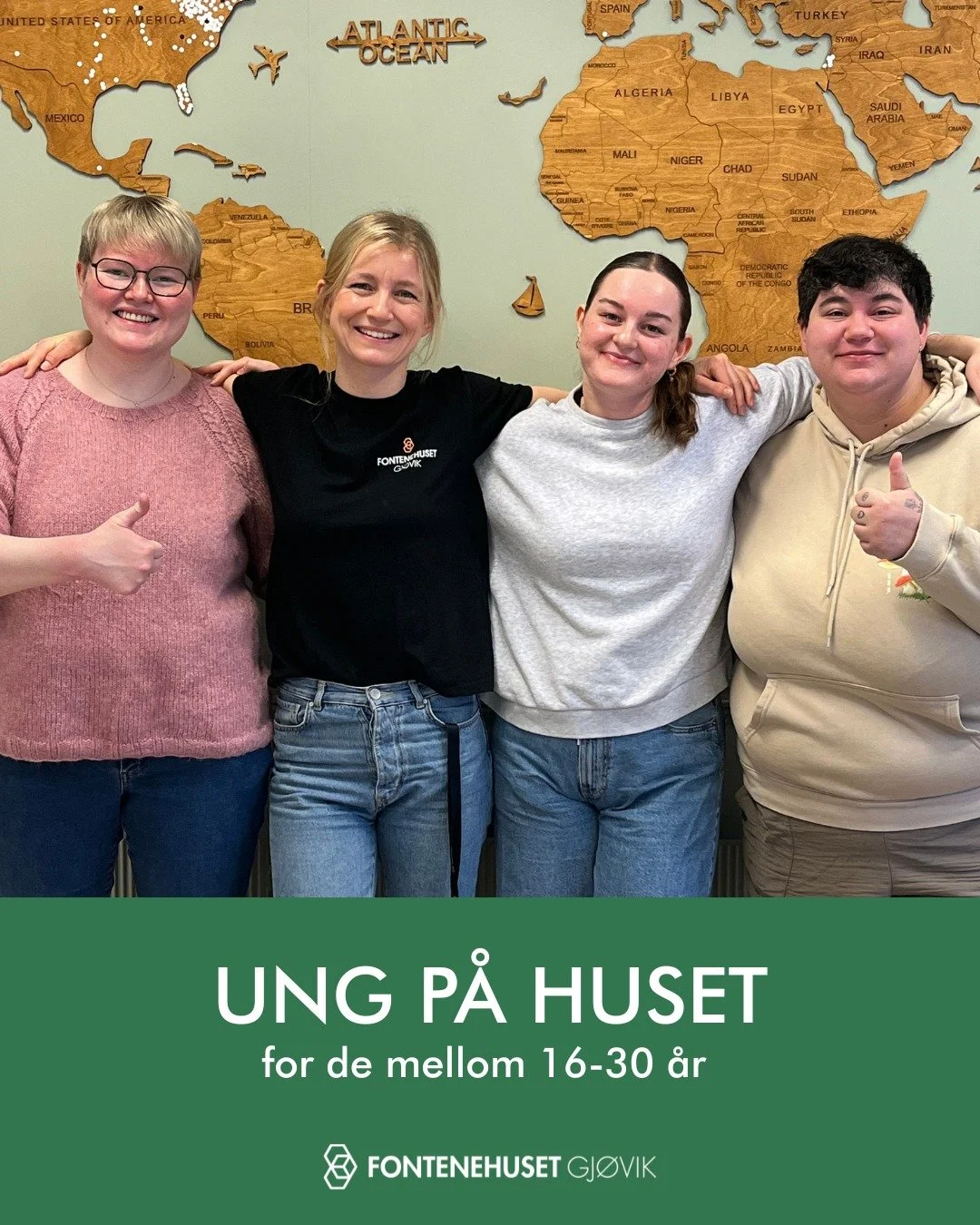 Er du (eller noen du kjenner?) p&aring; utkikk etter et sted hvor du kan v&aelig;re deg selv, m&oslash;te andre unge og finne st&oslash;tte i hverdagen?
Da kan Fontenhuset og Ung P&aring; Huset v&aelig;re noe for deg! 🤩

🤔Nysgjerrig? 
Ta kontakt p&