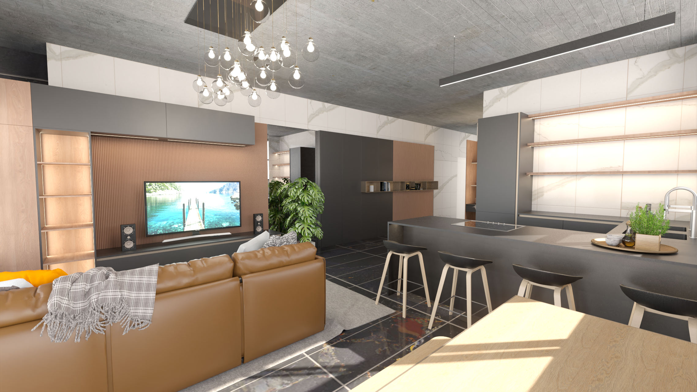 Joinery for Unit 4 of the Saint Luxury development, Harrington St, District Six, Cape Town — bespoke kitchen, scullery, dresser and bathroom design by Heaven Spaces.
