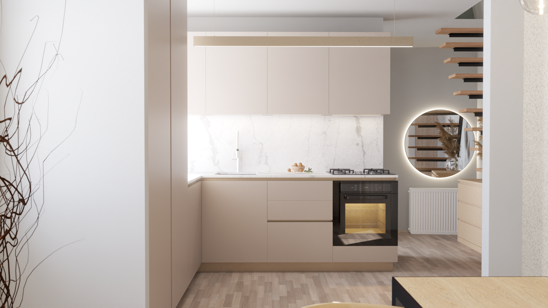 Custom lounge, kitchen and bedroom joinery for Apartment Victoria in Amsterdam — bespoke design by Heaven Spaces, serving clients worldwide.