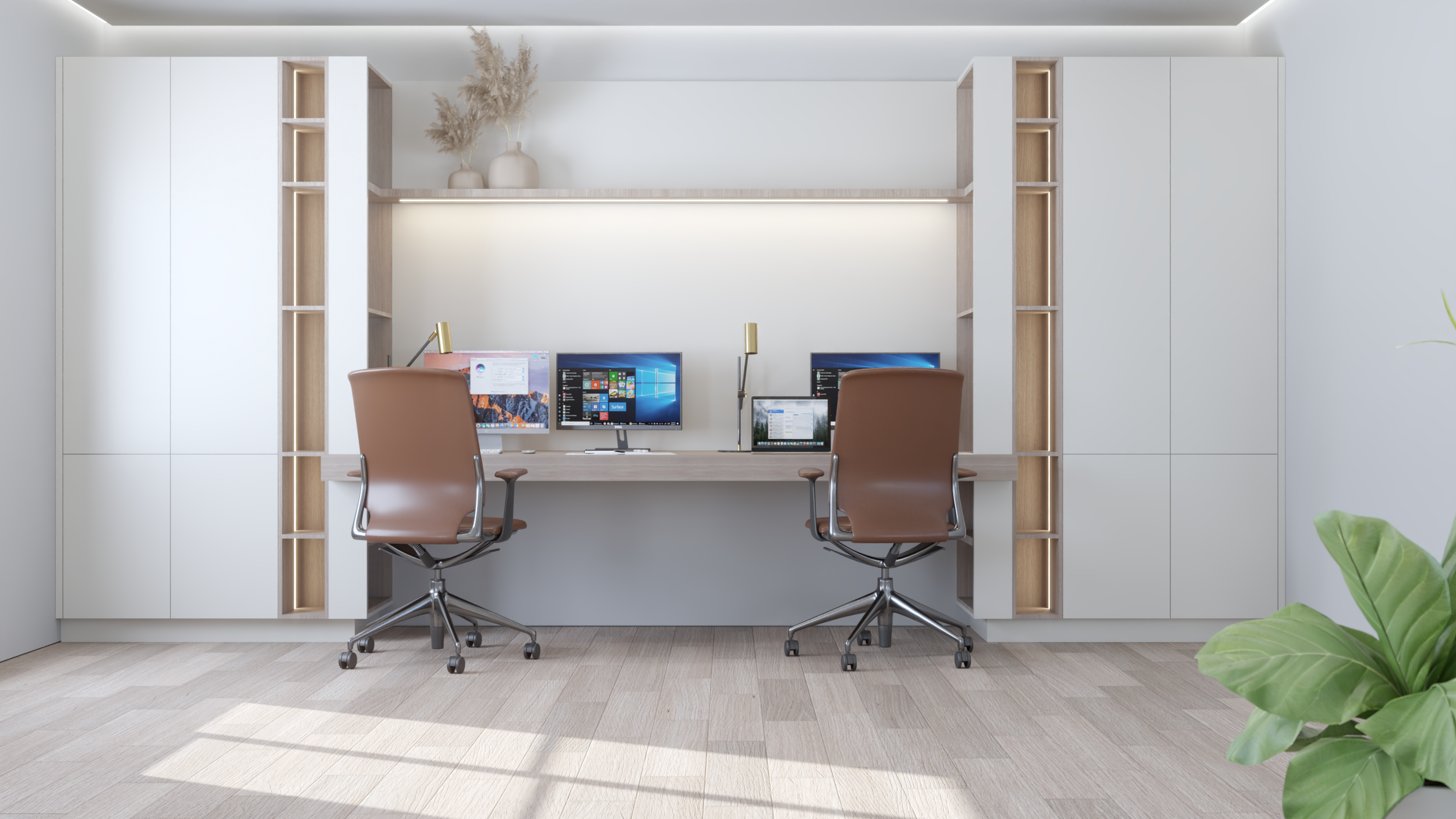 Explore House Pewtner in Milnerton, Cape Town, featuring bespoke joinery for a custom TV unit and office desk designed by Heaven Spaces.