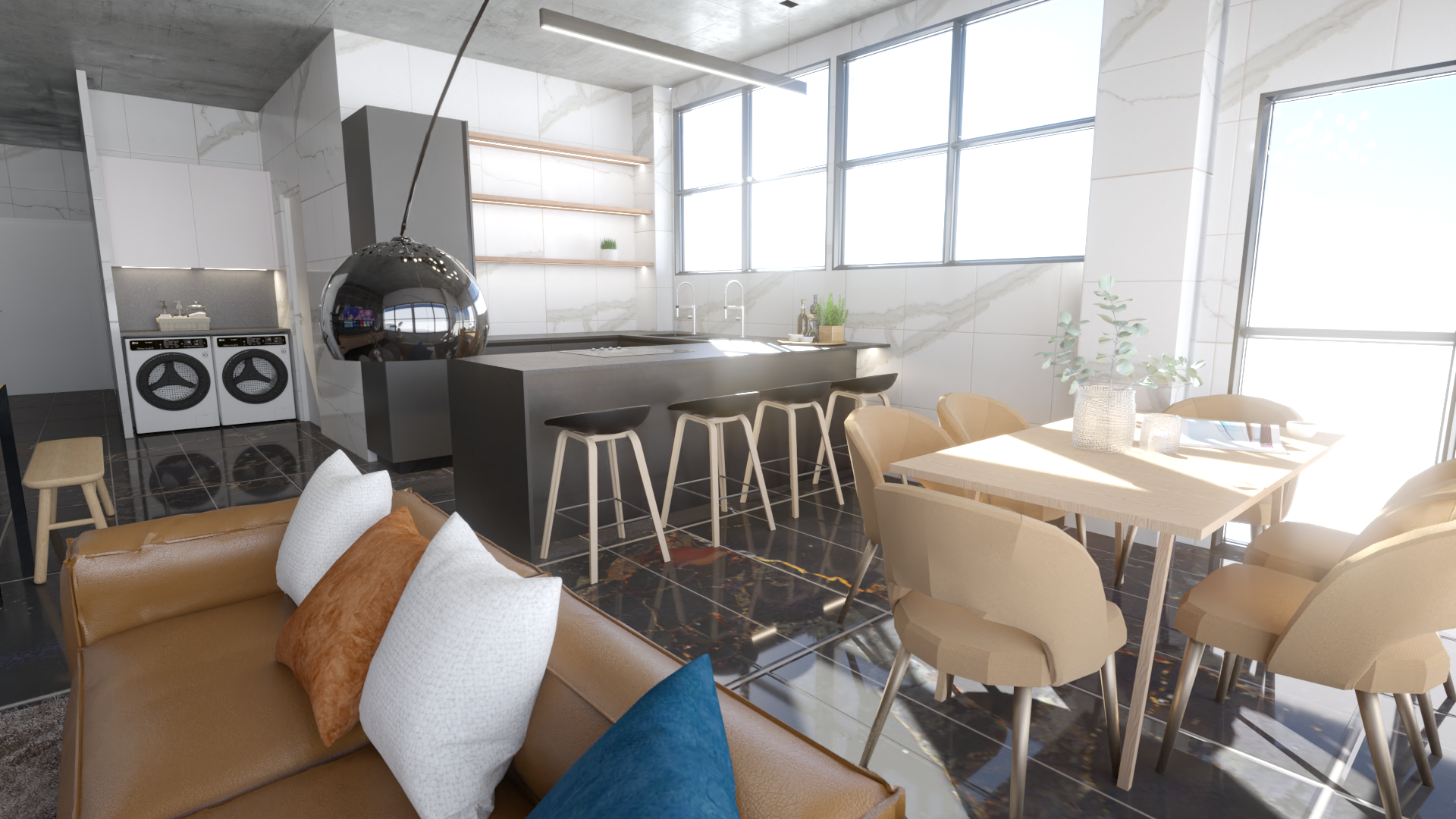 Joinery for Unit 2 of the Saint Luxury development, Harrington St, District Six, Cape Town — bespoke kitchen, scullery, dresser and bathroom design by Heaven Spaces.