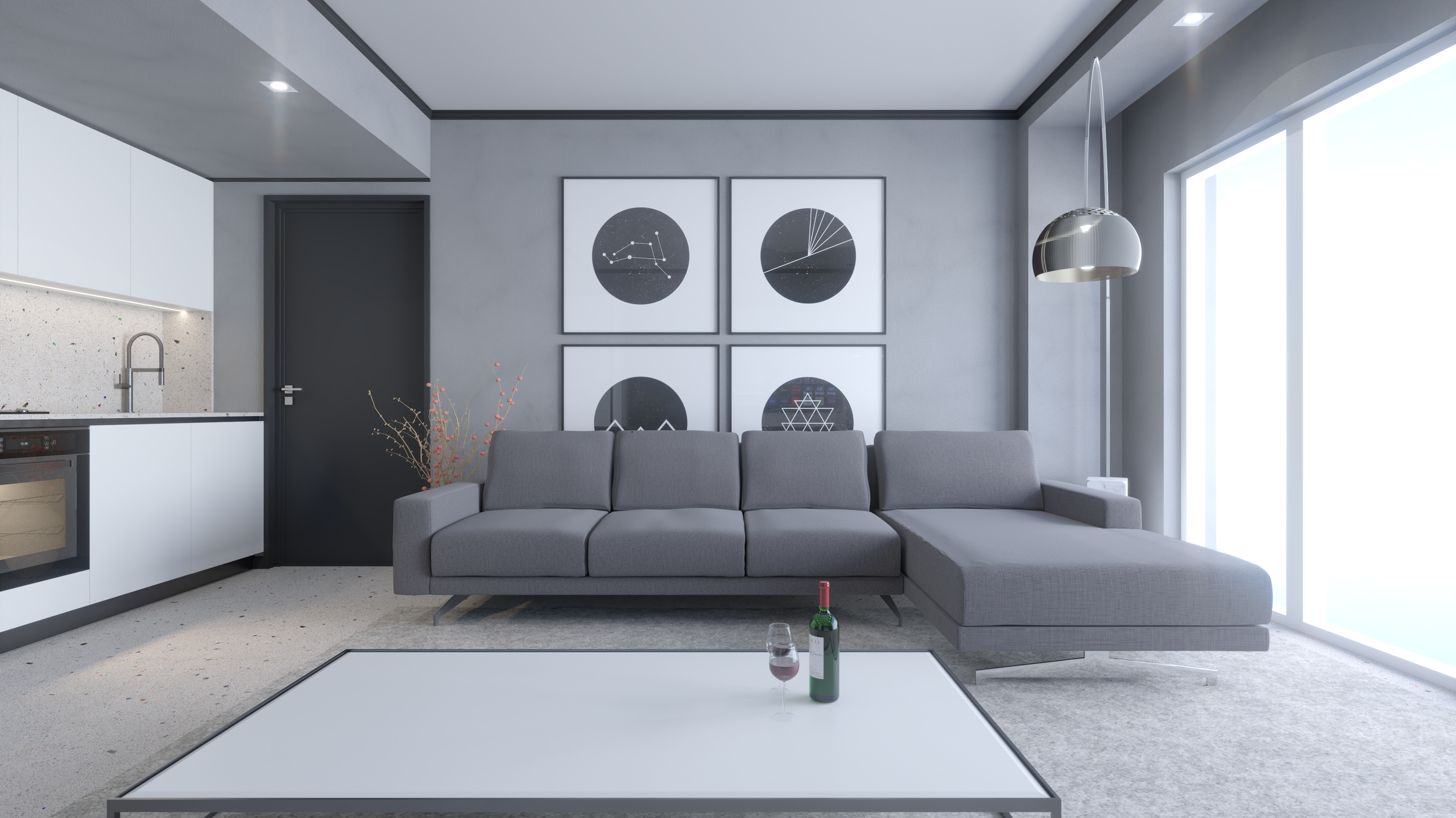 Bespoke kitchen and lounge joinery for an apartment at the Pepper Club Hotel, Cape Town — designed by Heaven Spaces.