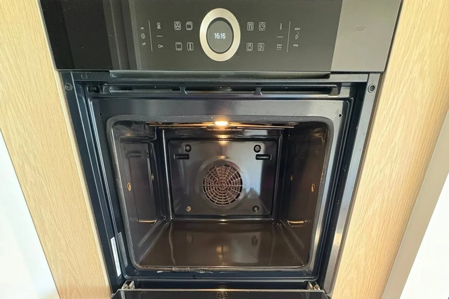 Clean oven with light on