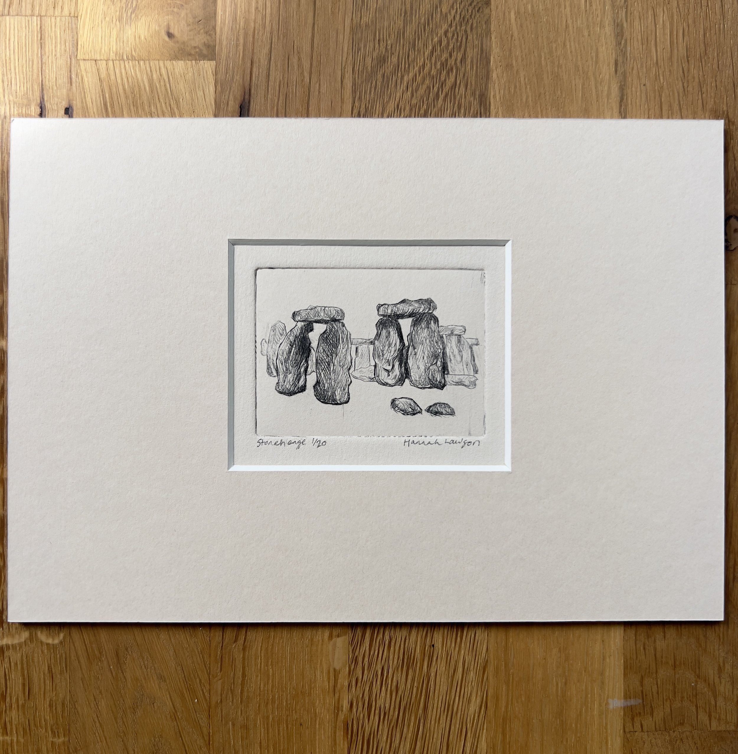 Stonehenge drypoint print