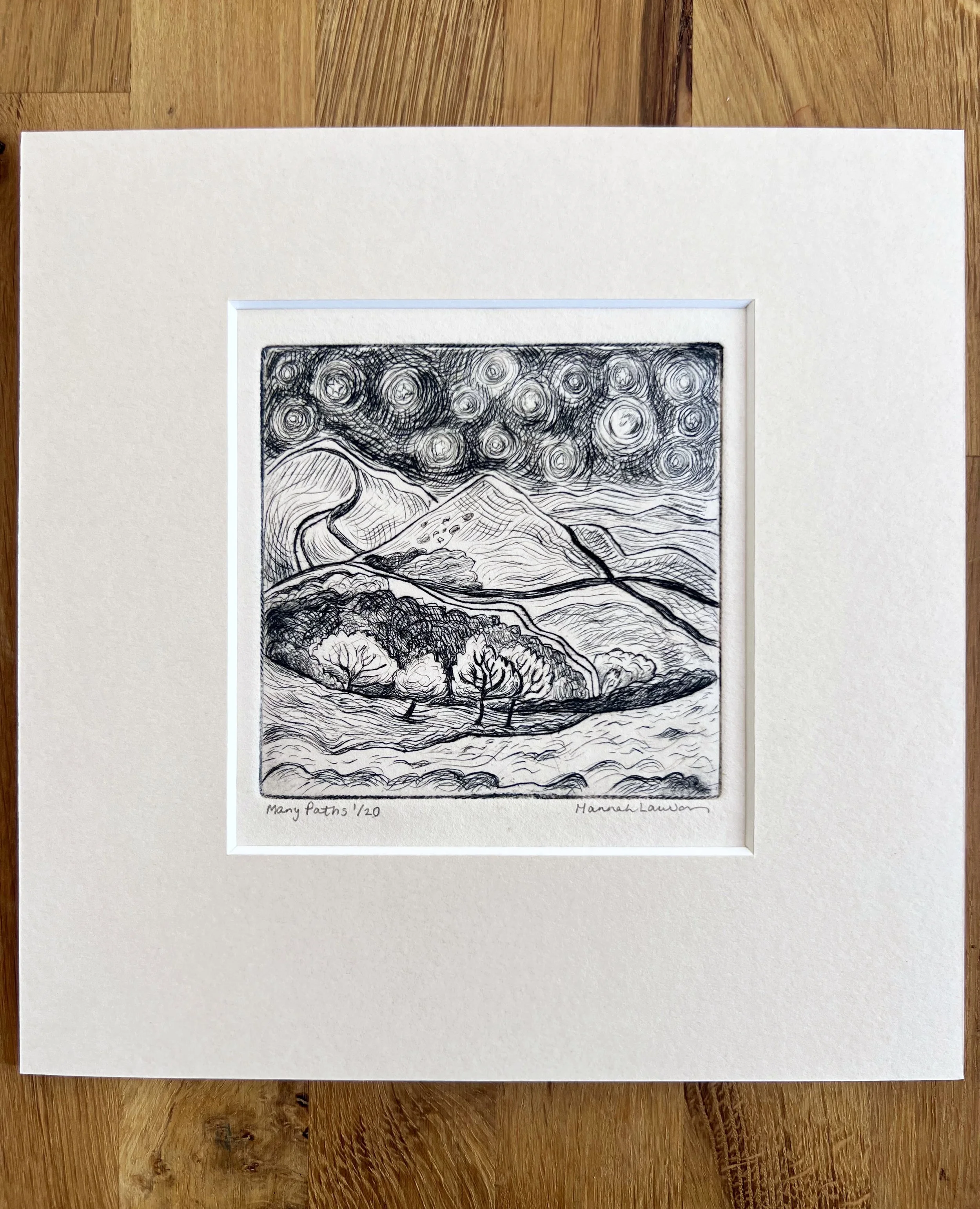 Many Paths drypoint print