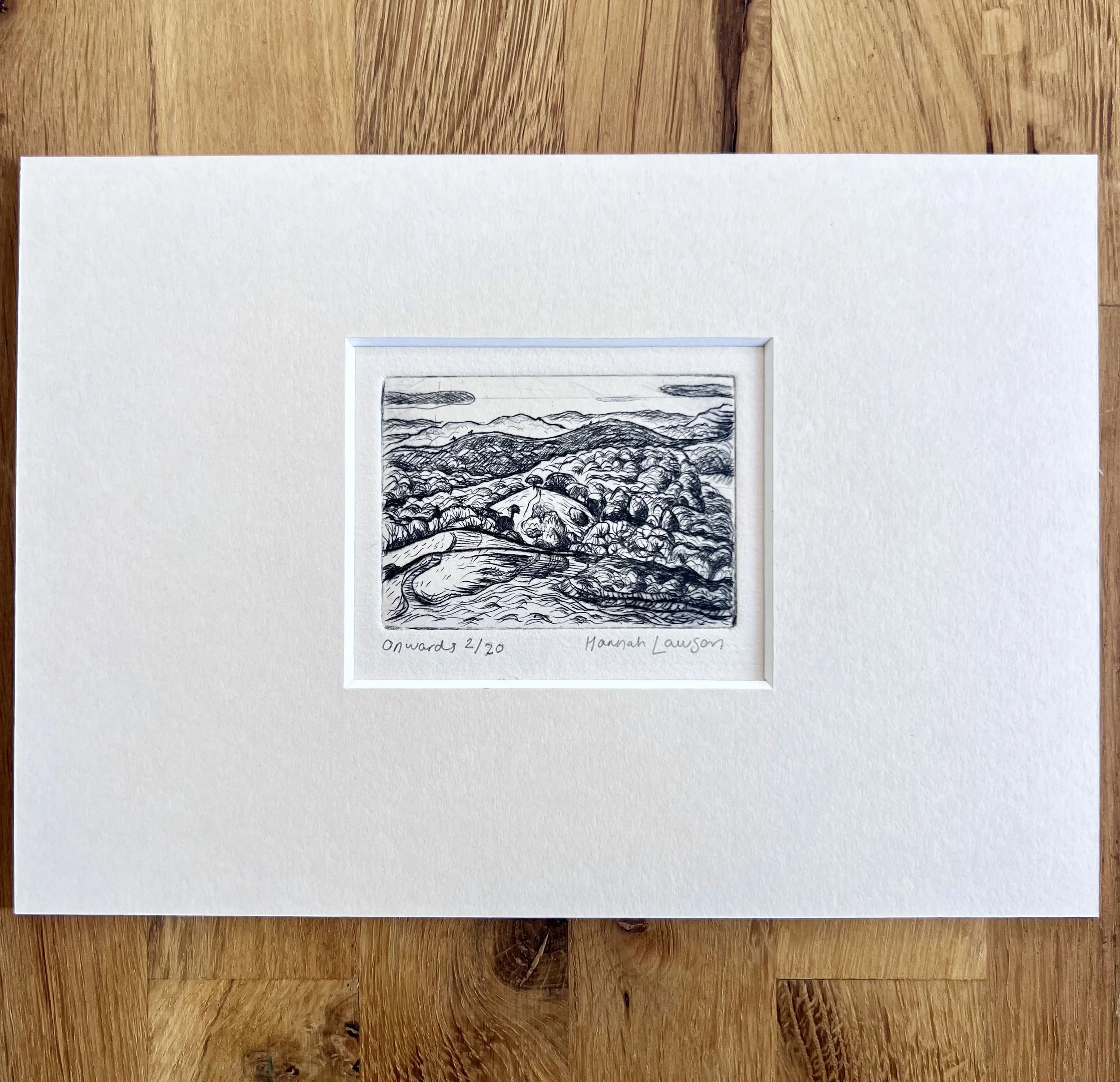 Onwards drypoint print