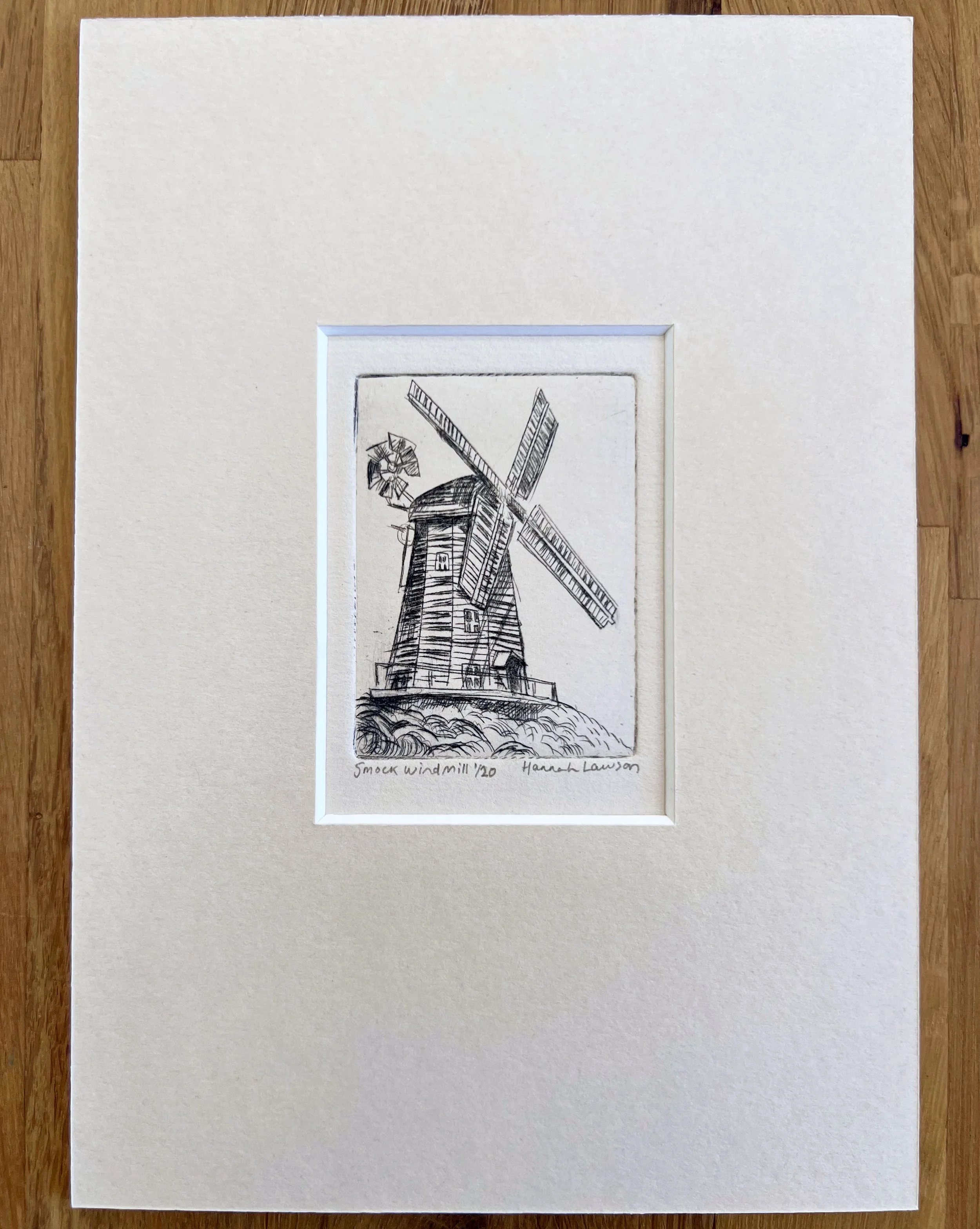 Smock Windmill drypoint print