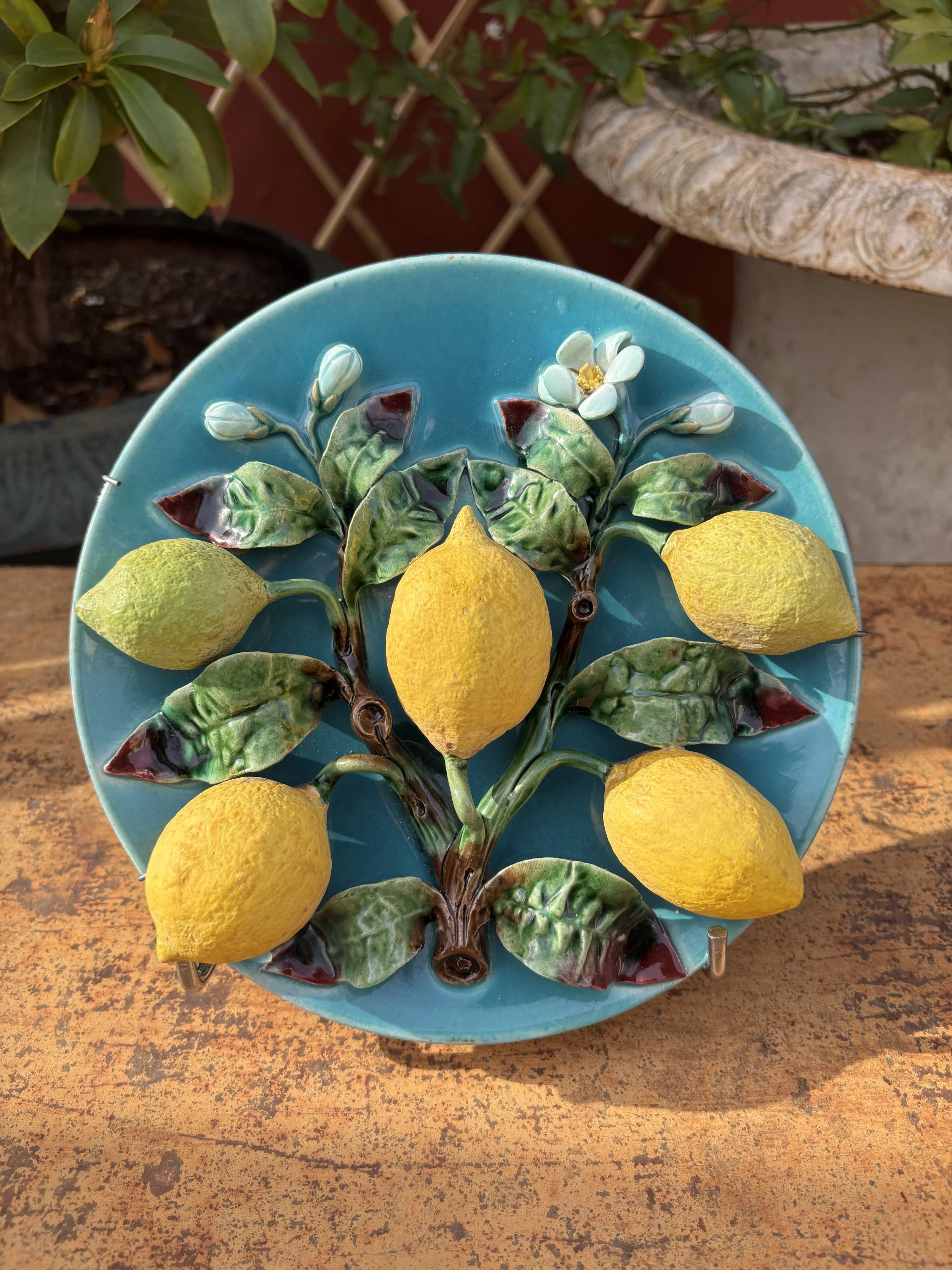 Assiette aux citrons en barbotine de Menton, fin XIXème