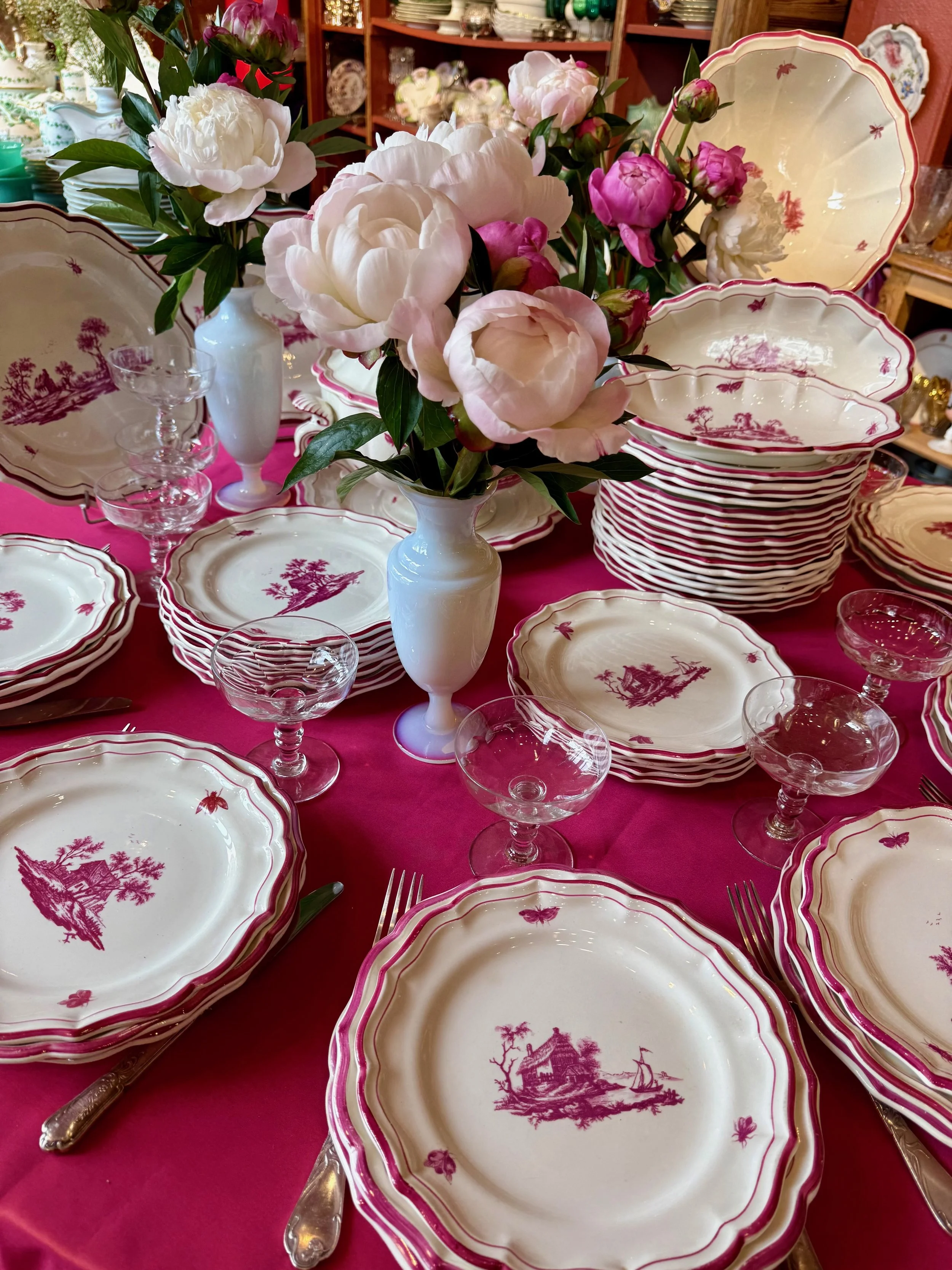 Service Gien "Paysages Roses", fin XIXème