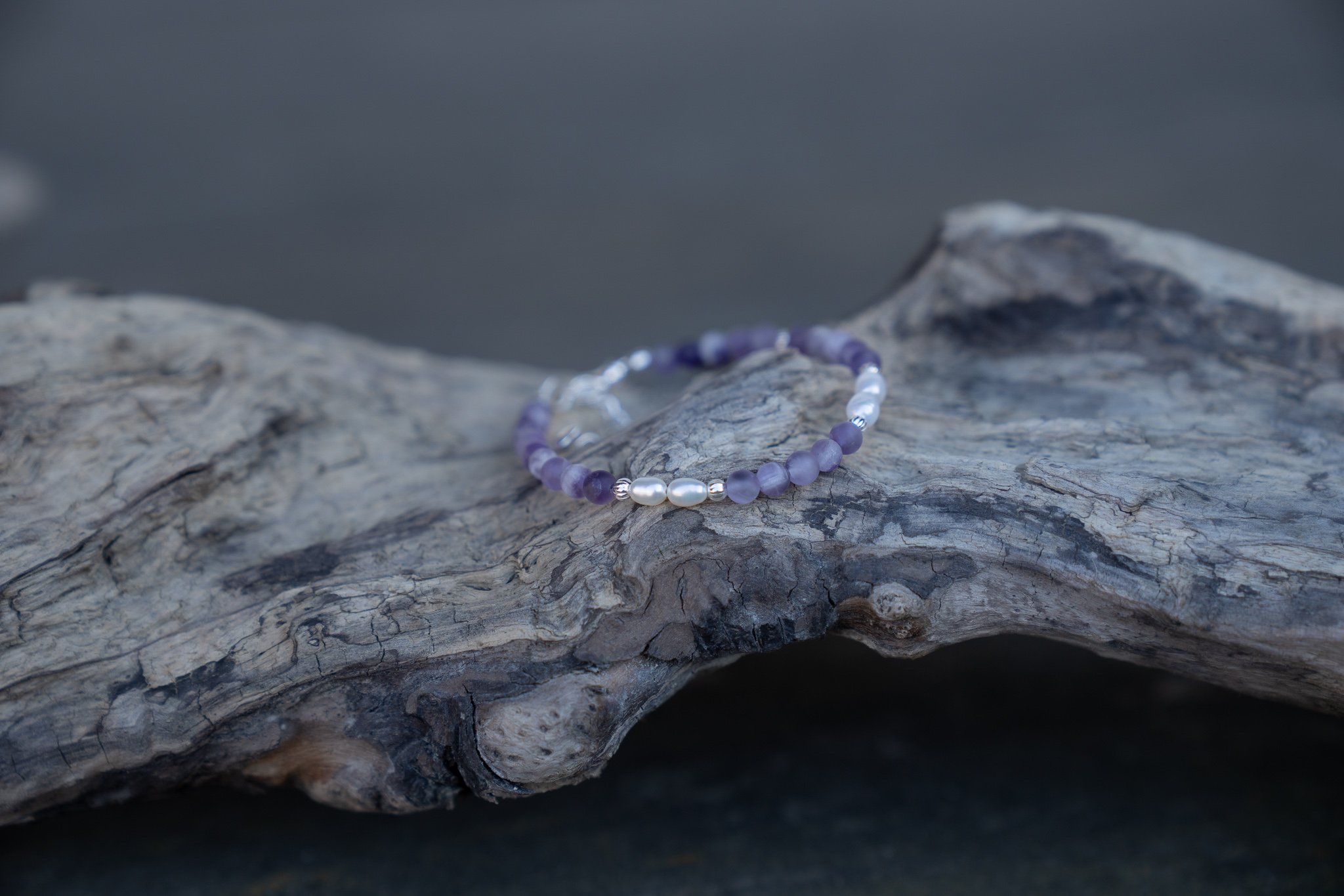 Armketteli Amethyst & Süsswasserperle