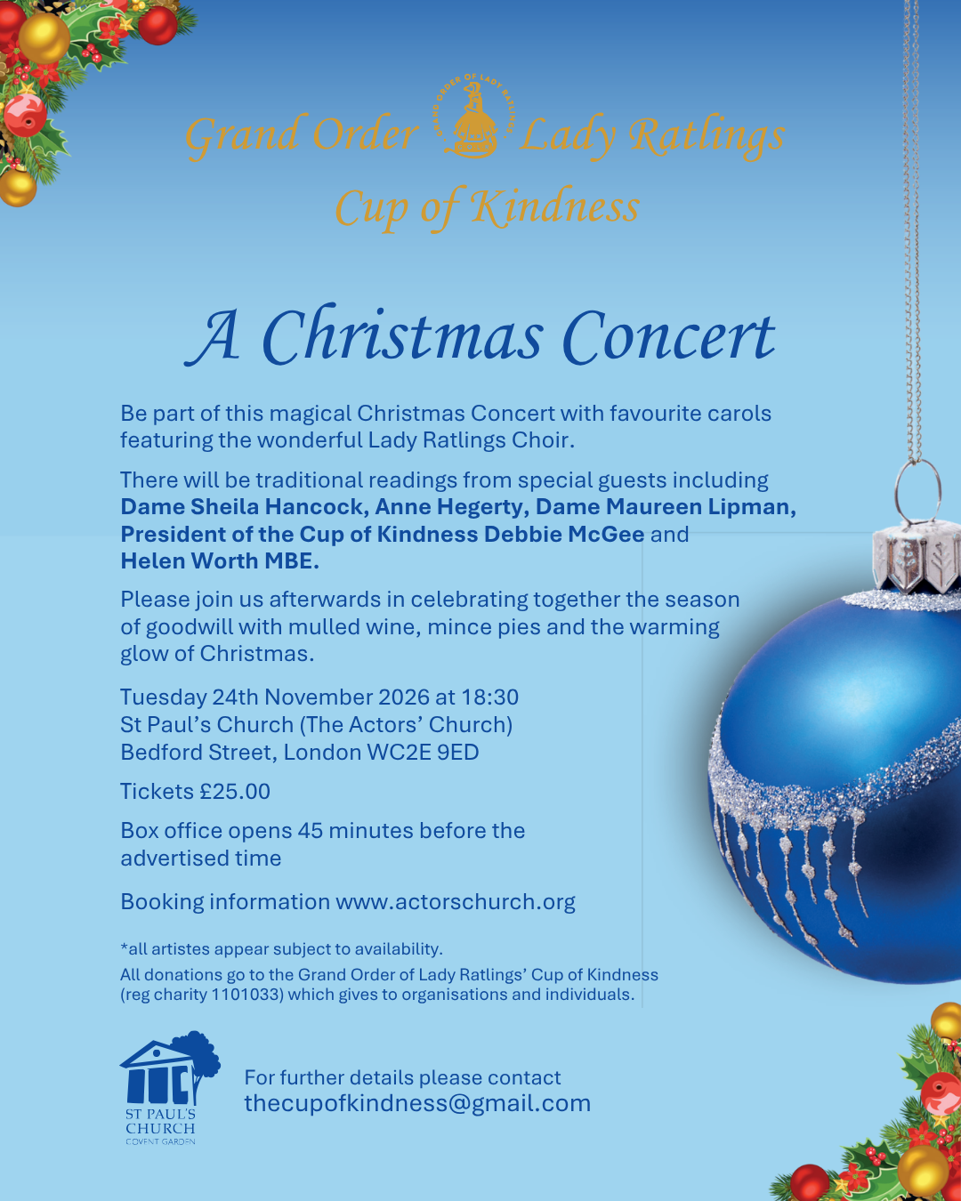 The Lady Ratlings Cup of Kindness Carol Concert