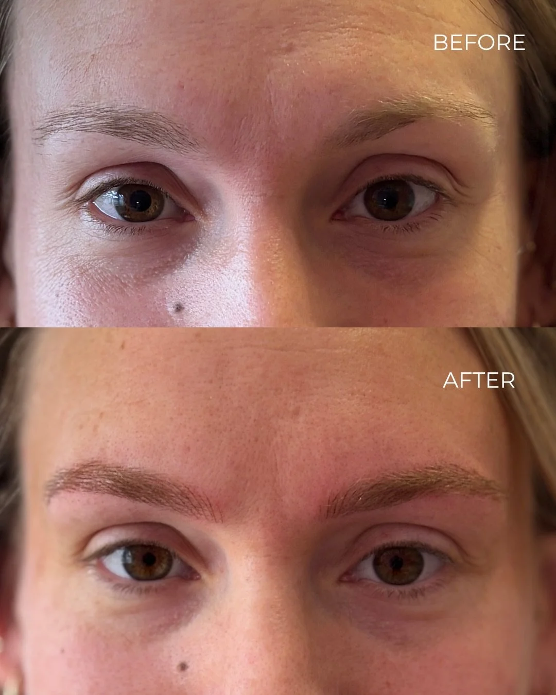 Hyperrealism brows for a gorgeous, busy mum! We worked on filling the brow and defining the tails using machine hair strokes. #hyperrealismbrowsballarat #naturalbrowsballarat