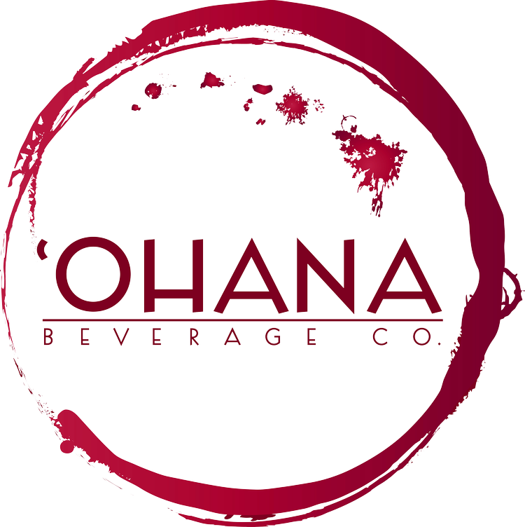 Logo for Ohana Beverage Co., featuring a circular brushstroke design with splashes of color, and the company name in bold, stylized font.